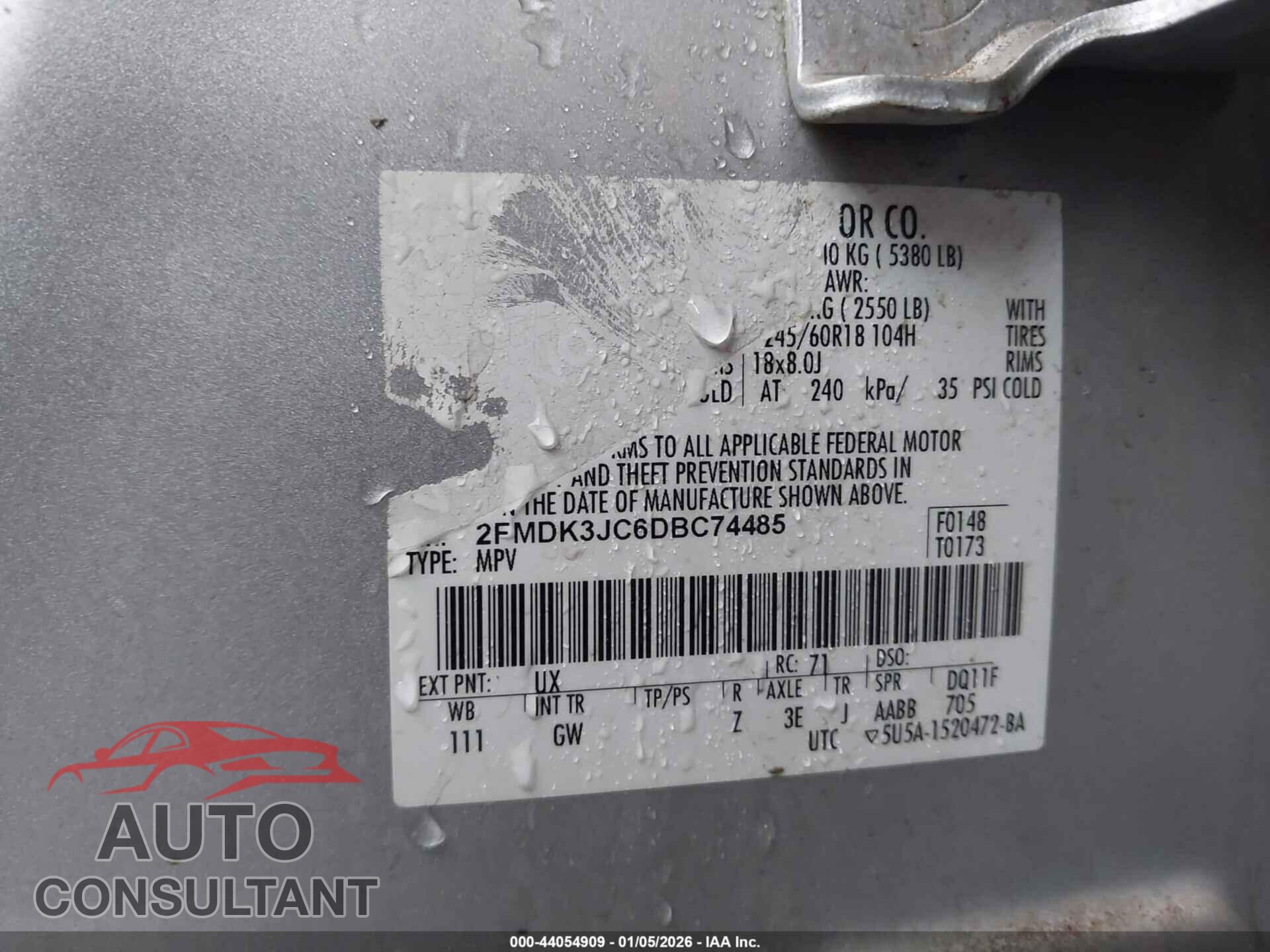 FORD EDGE 2013 - 2FMDK3JC6DBC74485