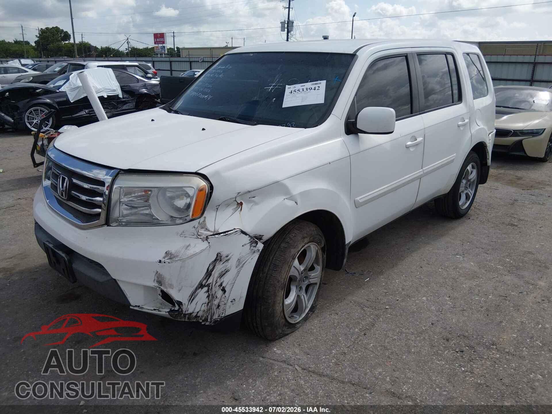 HONDA PILOT 2012 - 5FNYF3H45CB009292