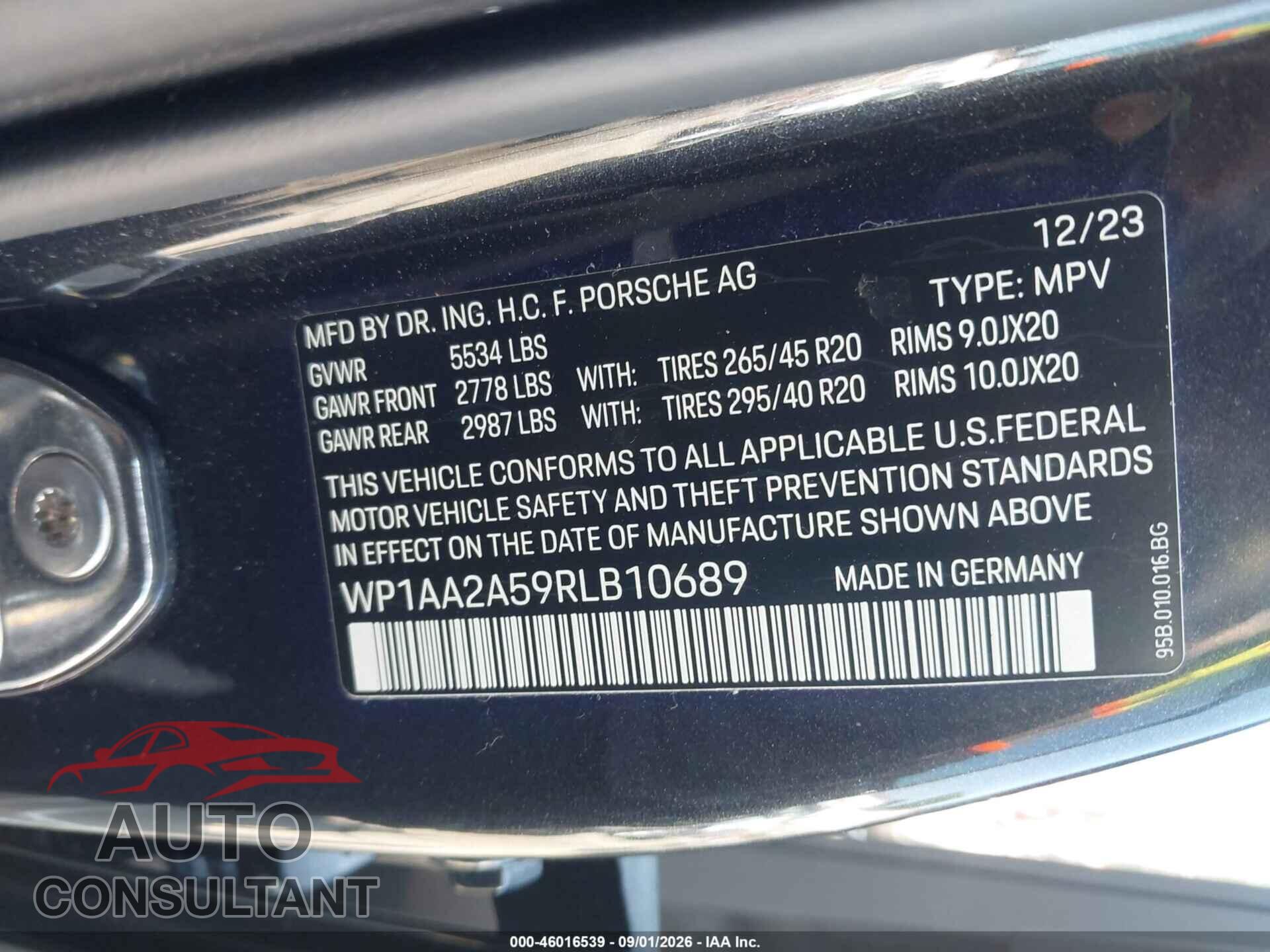 PORSCHE MACAN 2024 - WP1AA2A59RLB10689