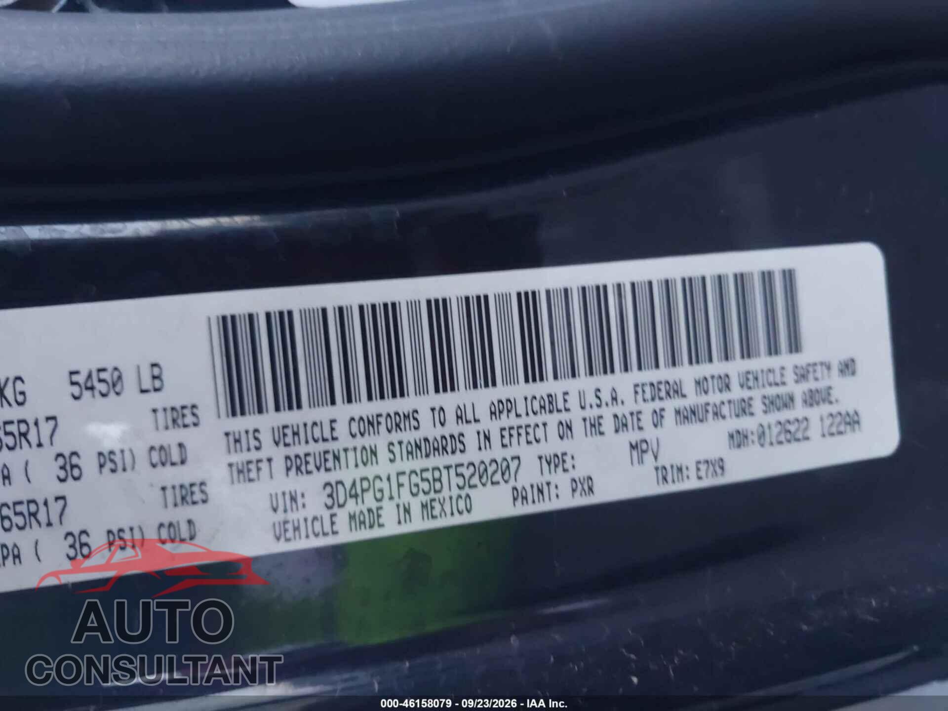 DODGE JOURNEY 2011 - 3D4PG1FG5BT520207