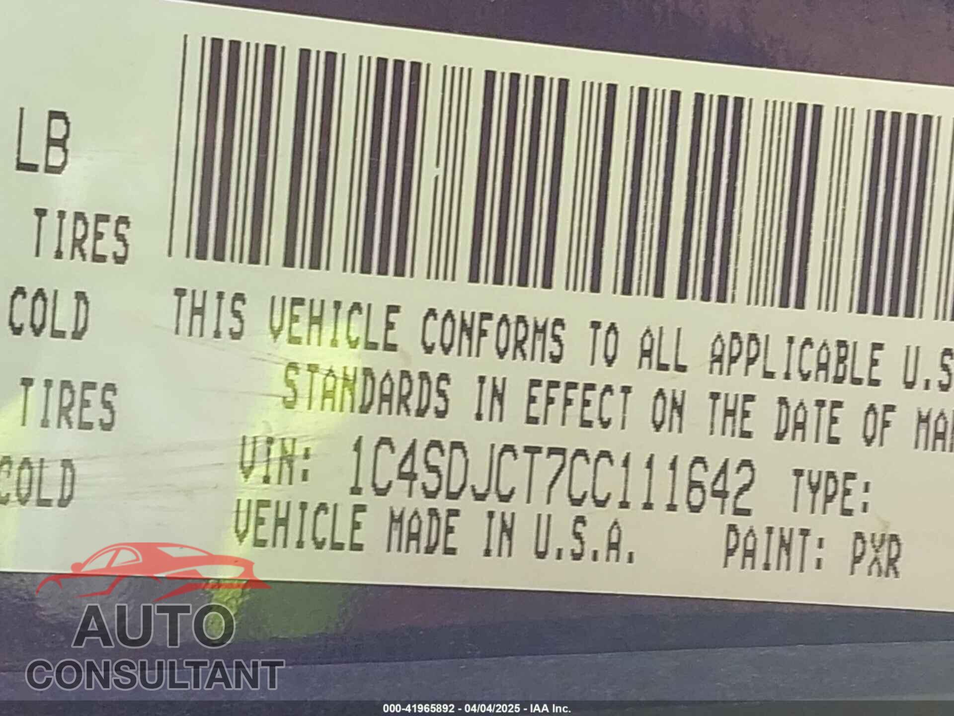 DODGE DURANGO 2012 - 1C4SDJCT7CC111642