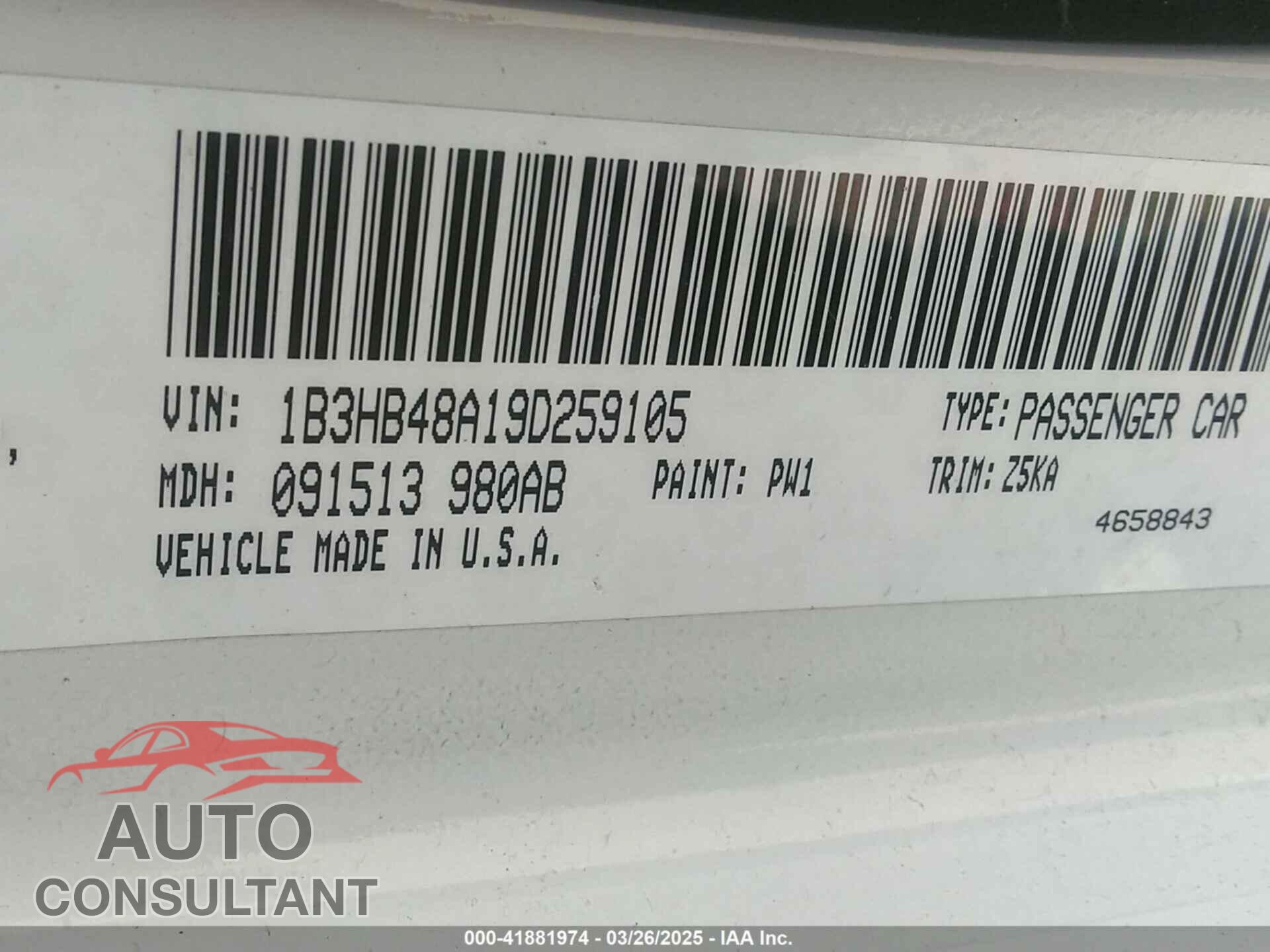 DODGE CALIBER 2009 - 1B3HB48A19D259105