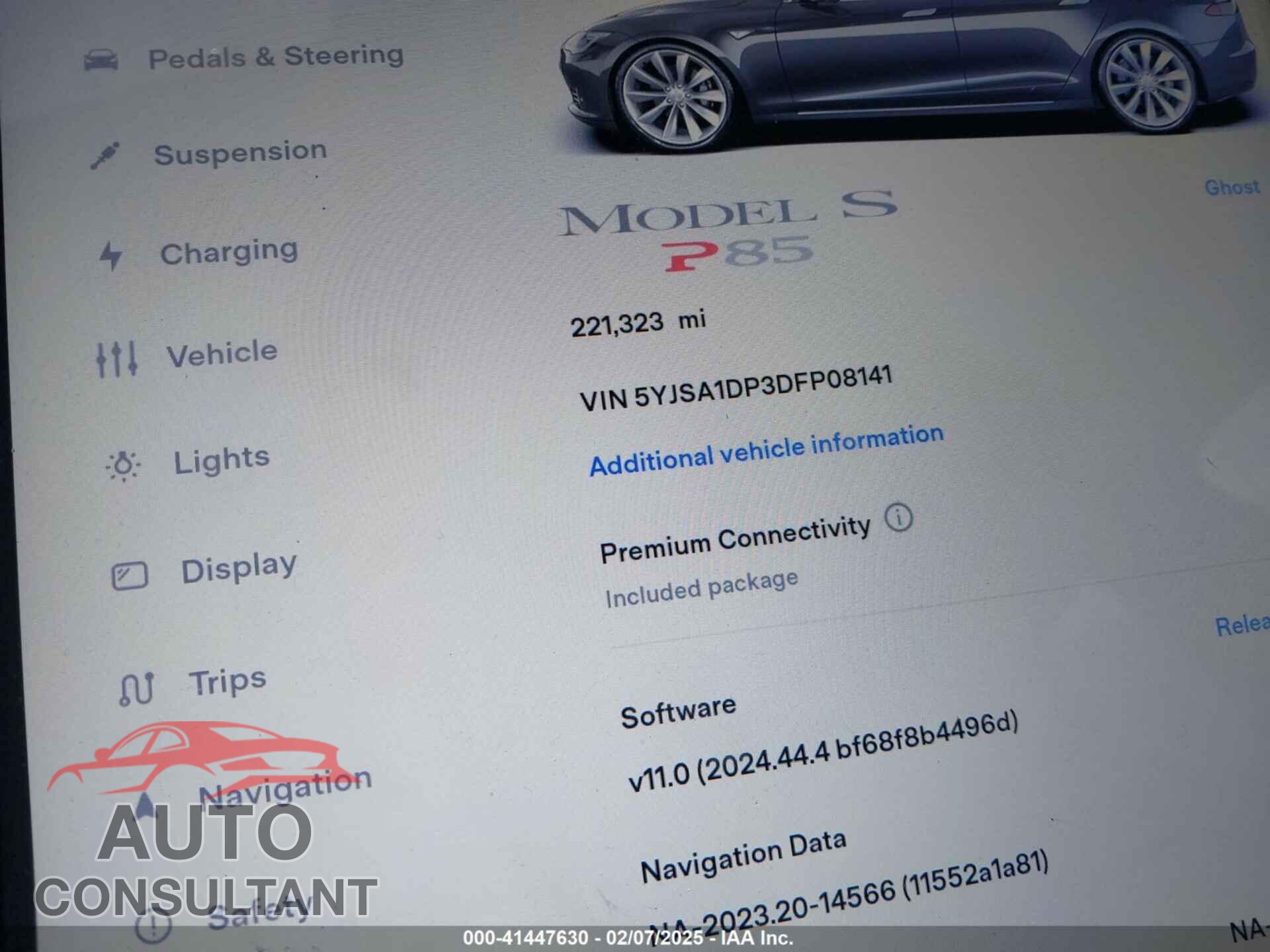 TESLA MODEL S 2013 - 5YJSA1DP3DFP08141