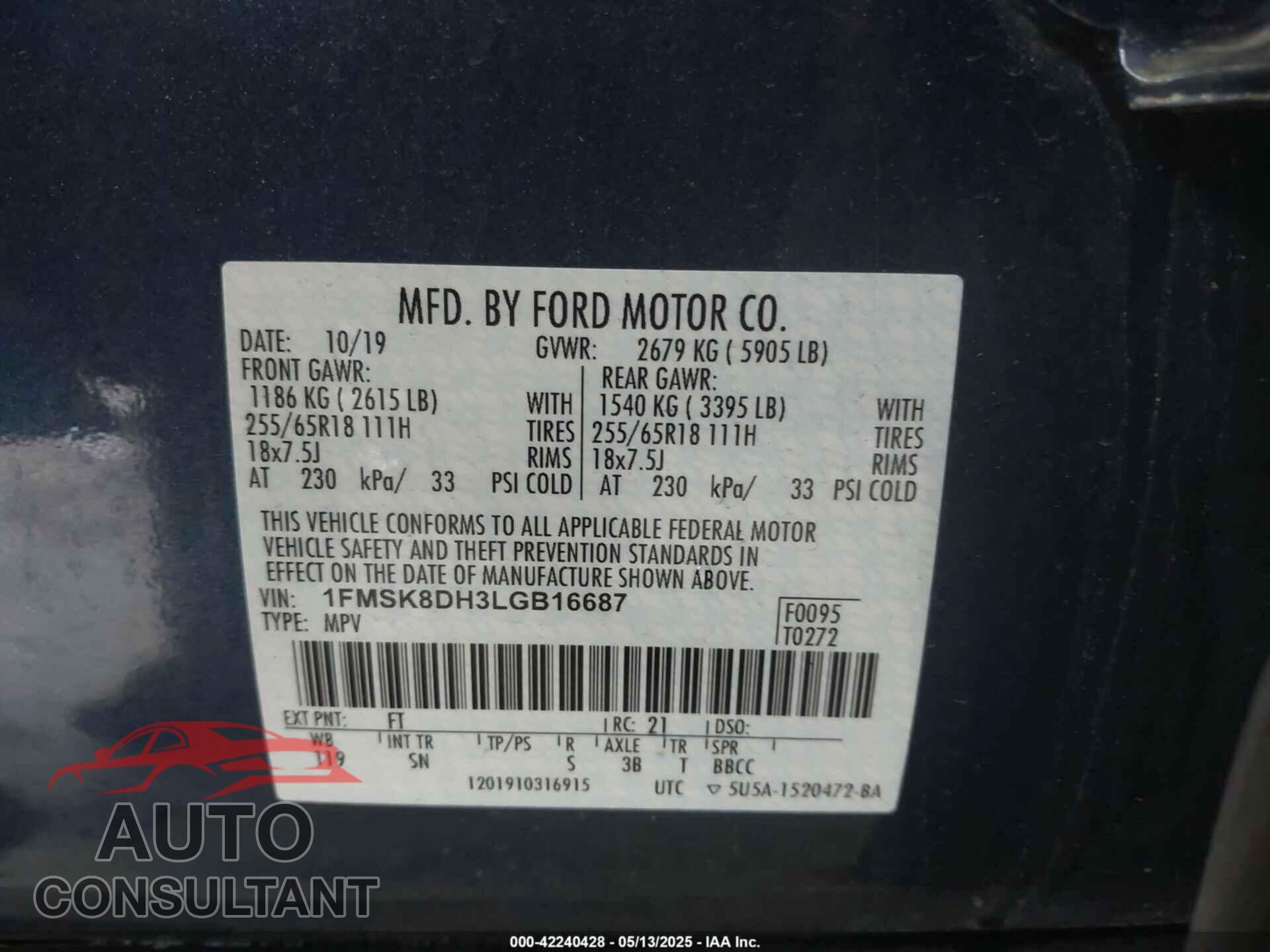 FORD EXPLORER 2020 - 1FMSK8DH3LGB16687