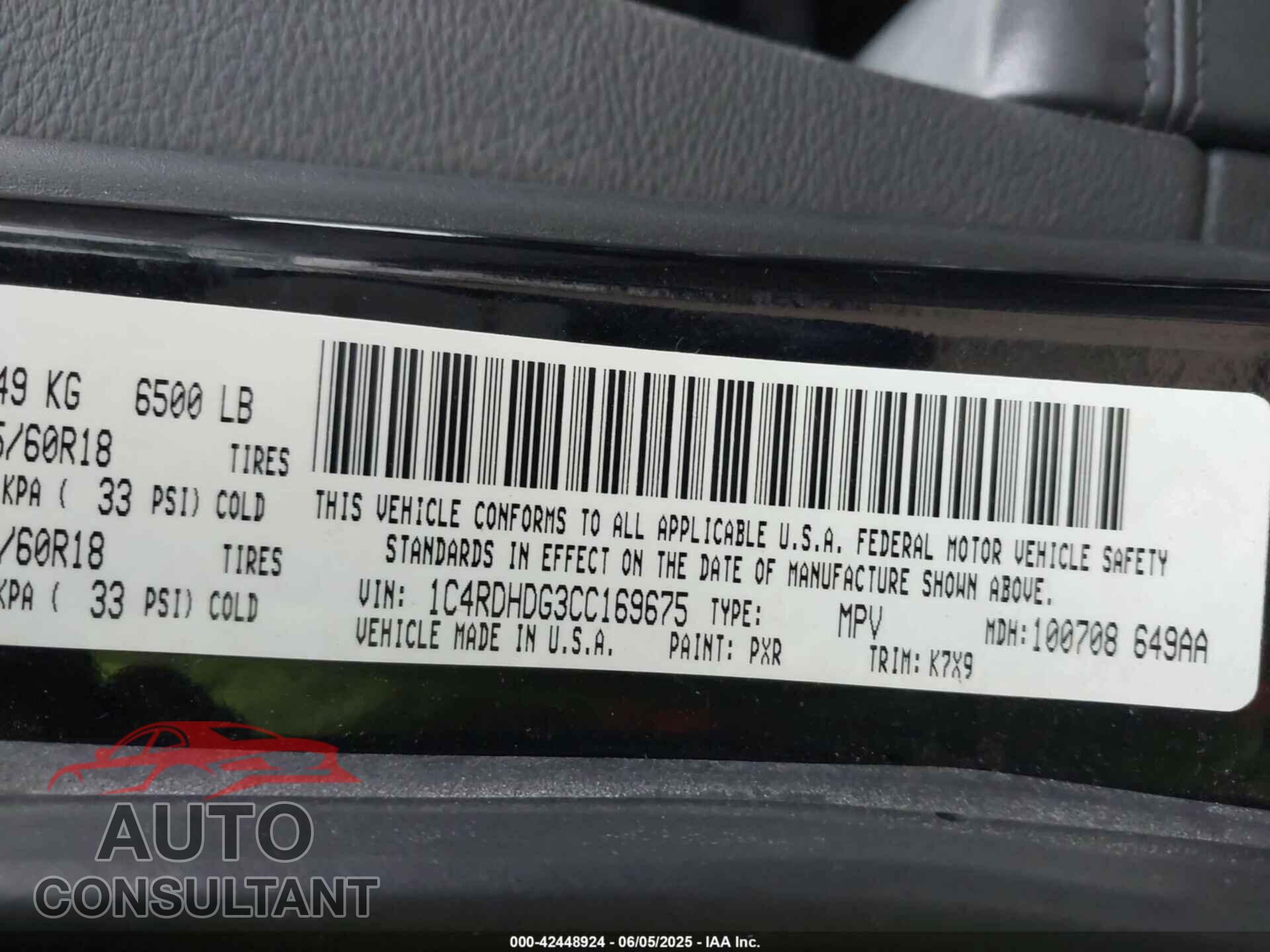 DODGE DURANGO 2012 - 1C4RDHDG3CC169675