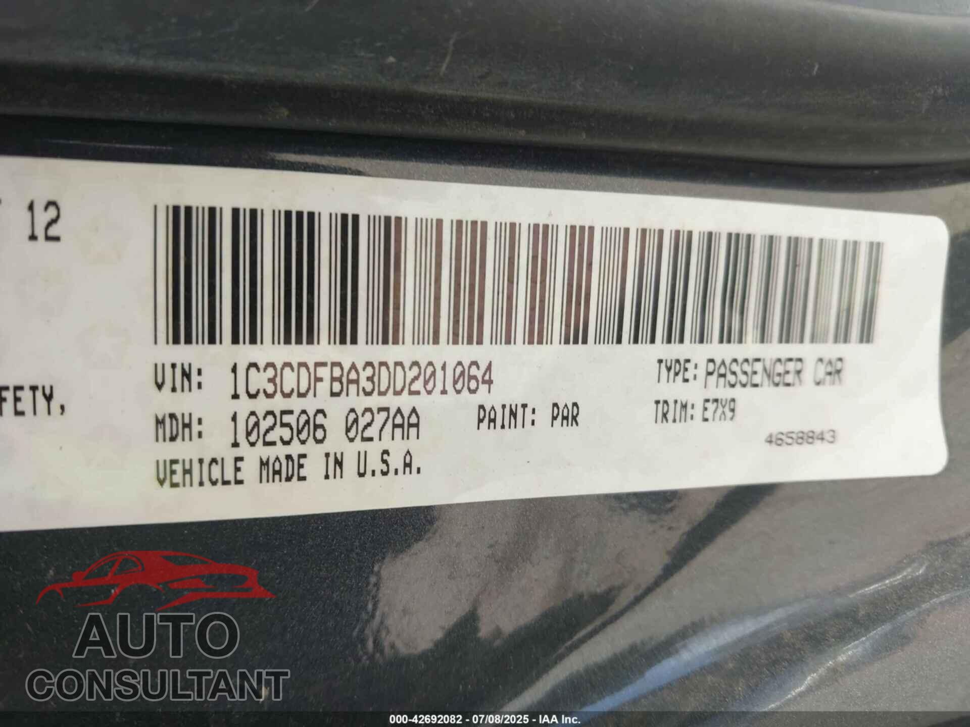DODGE DART 2013 - 1C3CDFBA3DD201064