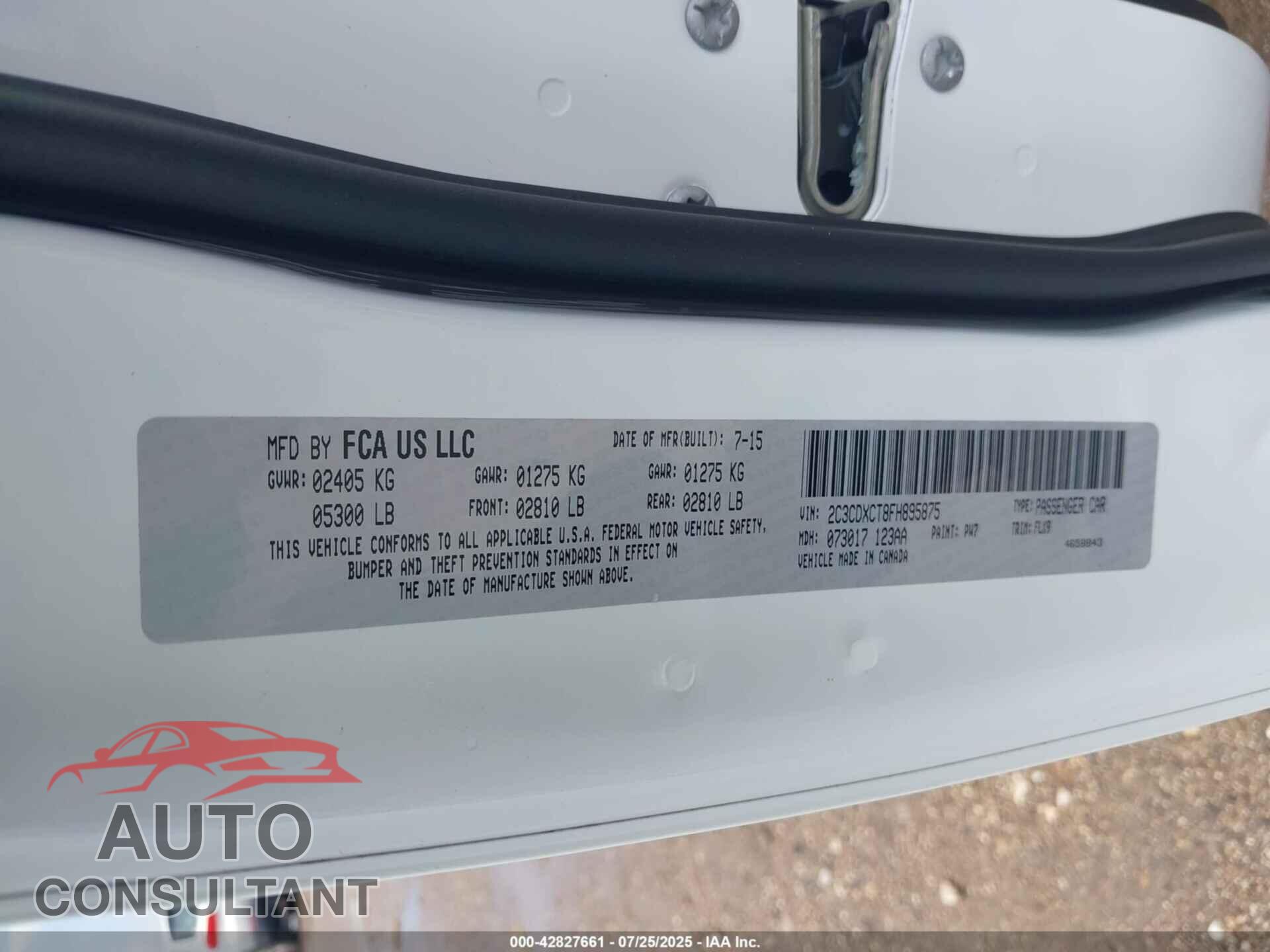 DODGE CHARGER 2015 - 2C3CDXCT8FH895875
