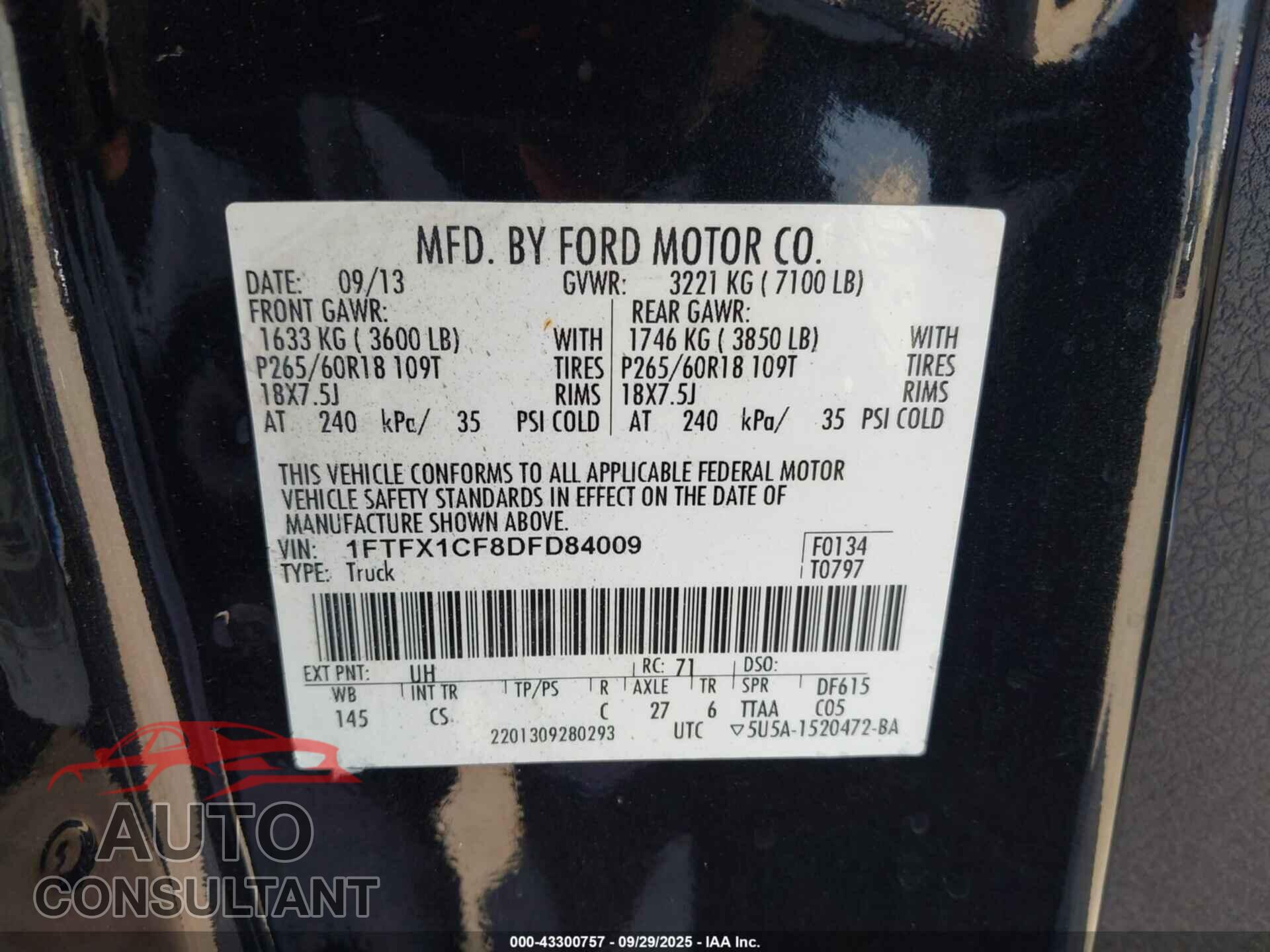 FORD F-150 2013 - 1FTFX1CF8DFD84009
