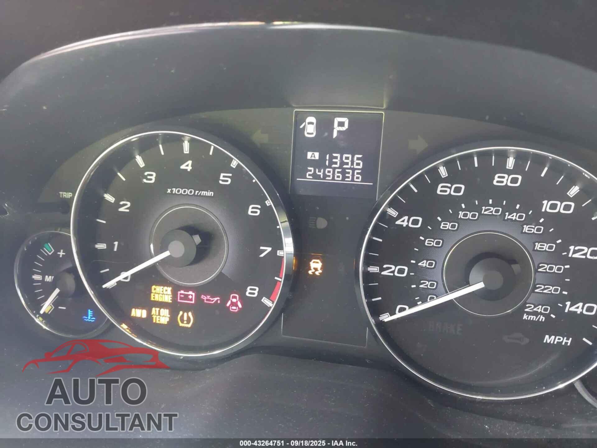 SUBARU OUTBACK 2011 - 4S4BRBCC3B3404259
