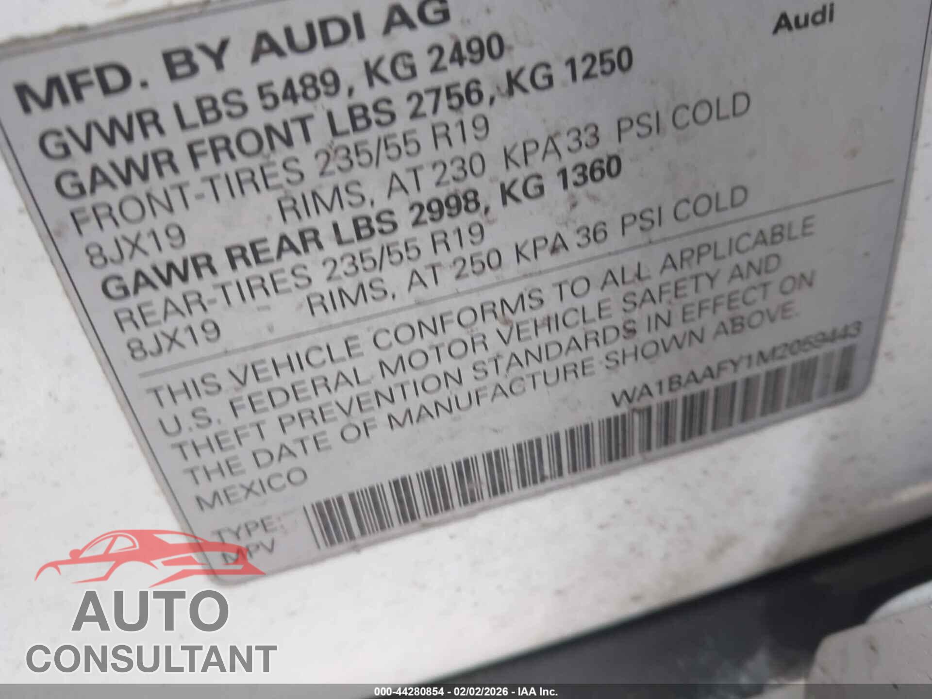 AUDI Q5 2021 - WA1BAAFY1M2059443