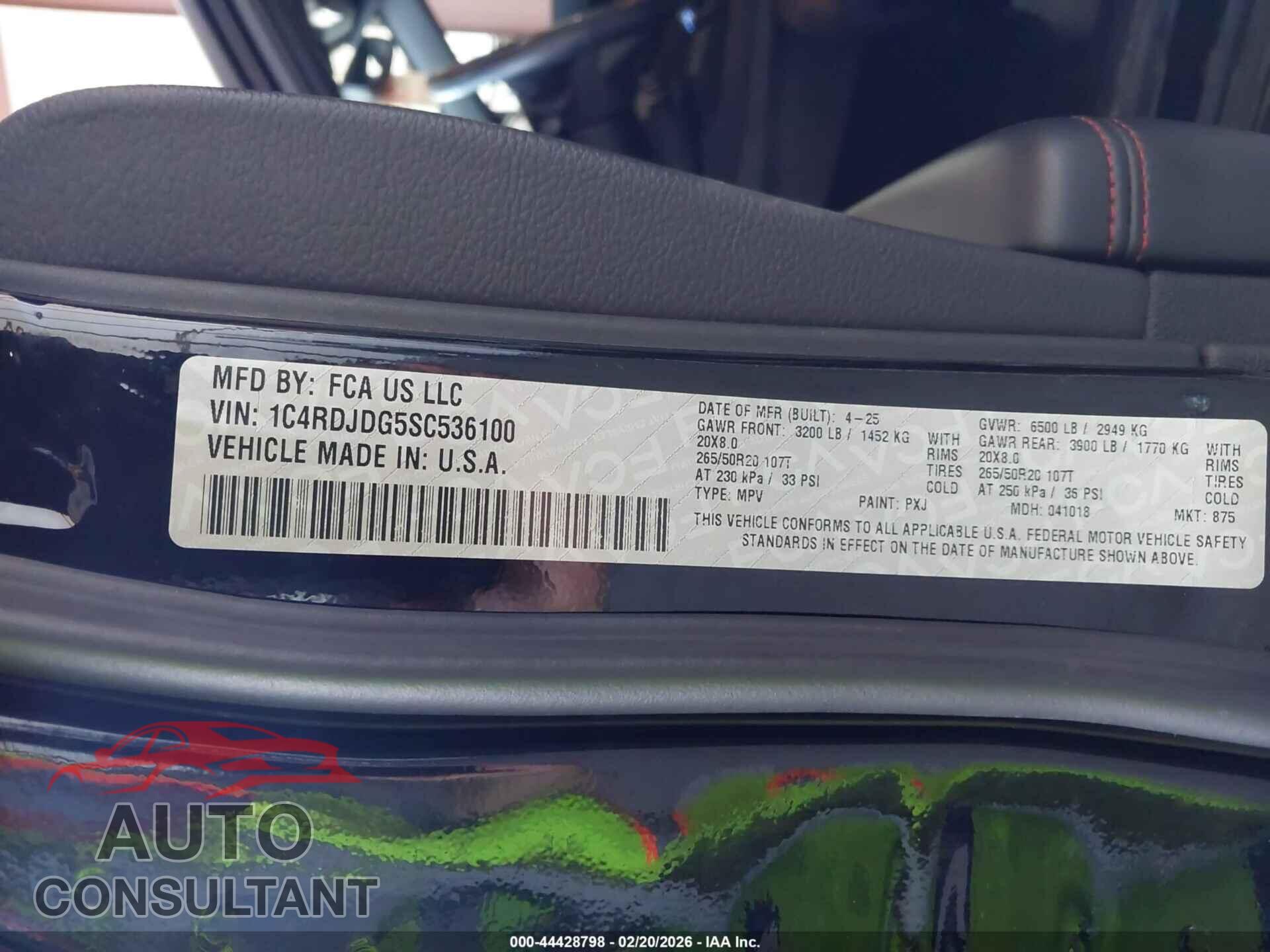 DODGE DURANGO 2025 - 1C4RDJDG5SC536100