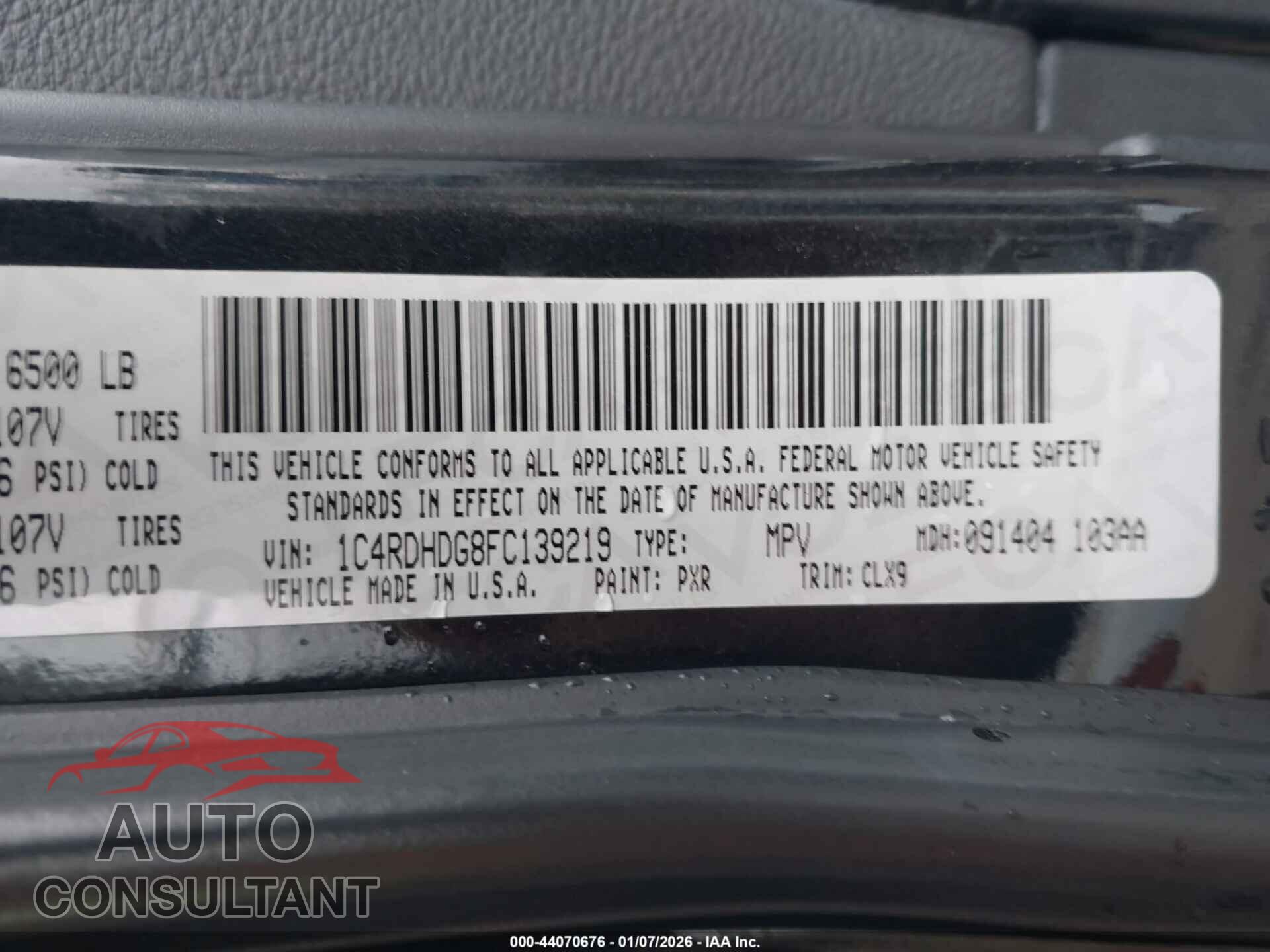 DODGE DURANGO 2015 - 1C4RDHDG8FC139219
