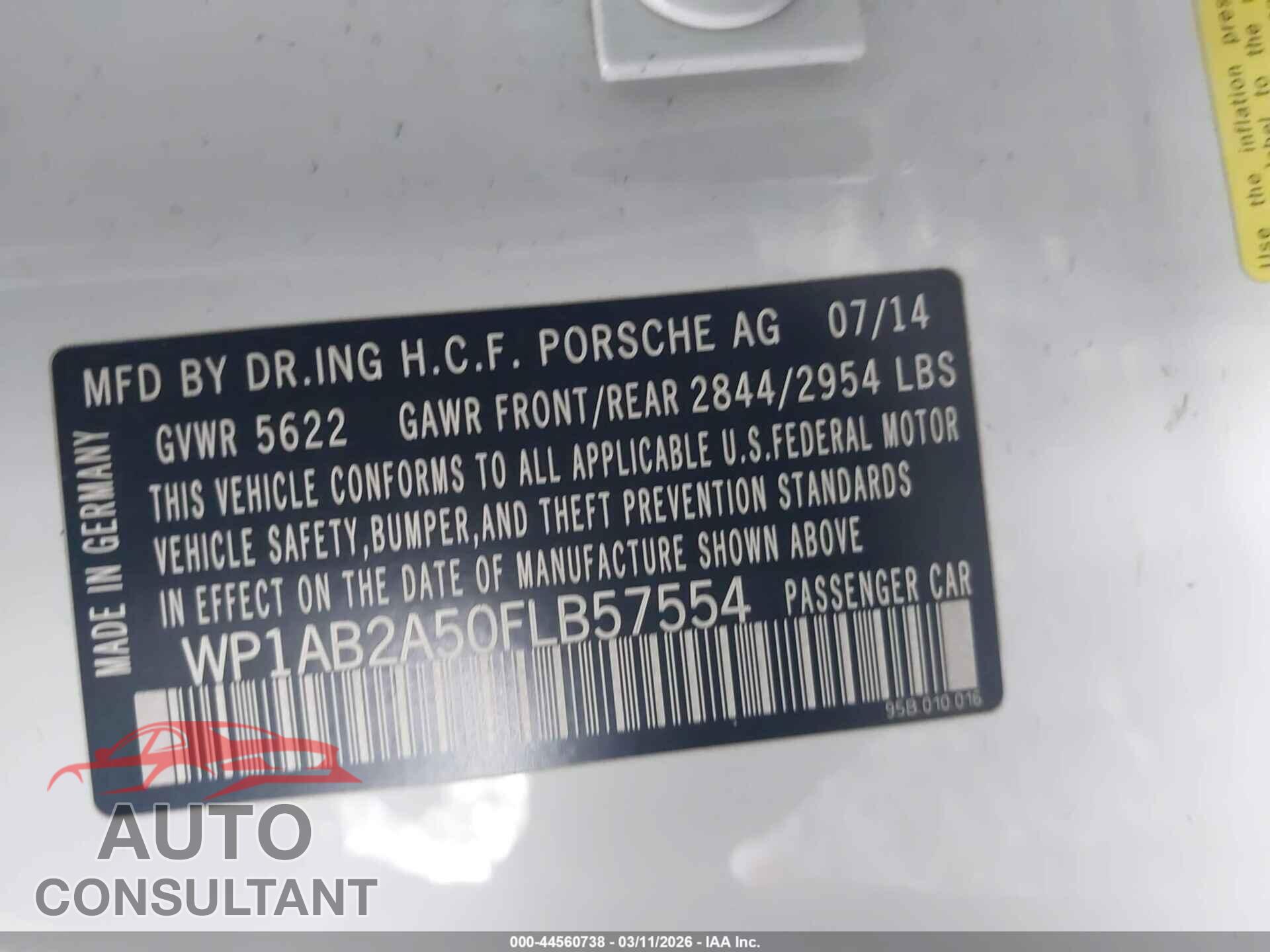 PORSCHE MACAN 2015 - WP1AB2A50FLB57554