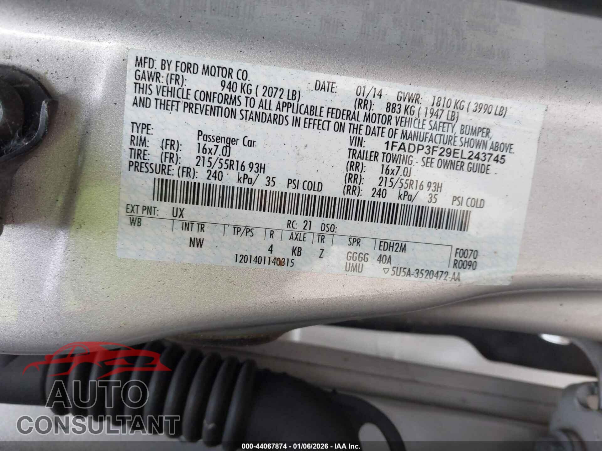 FORD FOCUS 2014 - 1FADP3F29EL243745