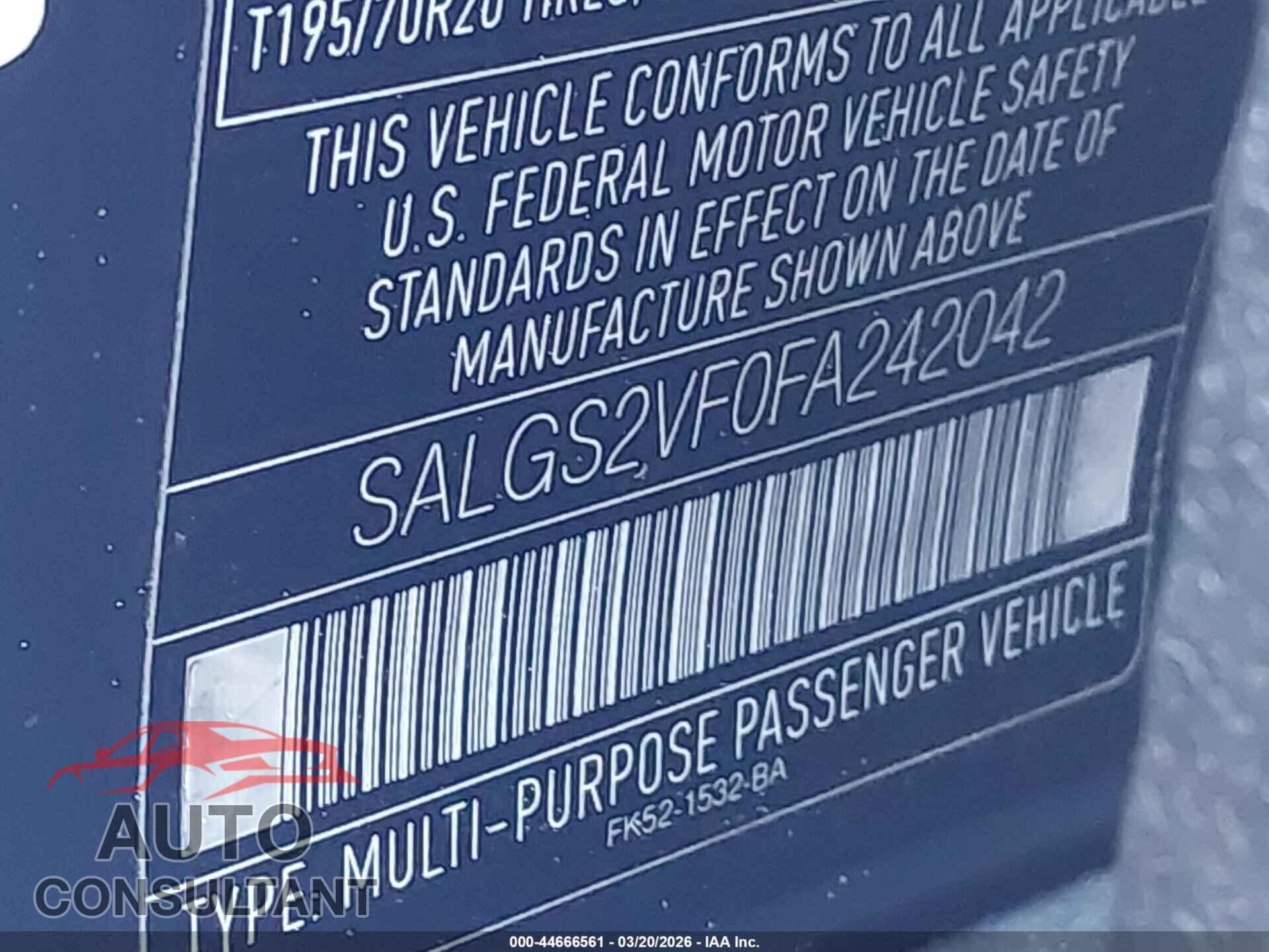 LAND ROVER RANGE ROVER 2015 - SALGS2VF0FA242042