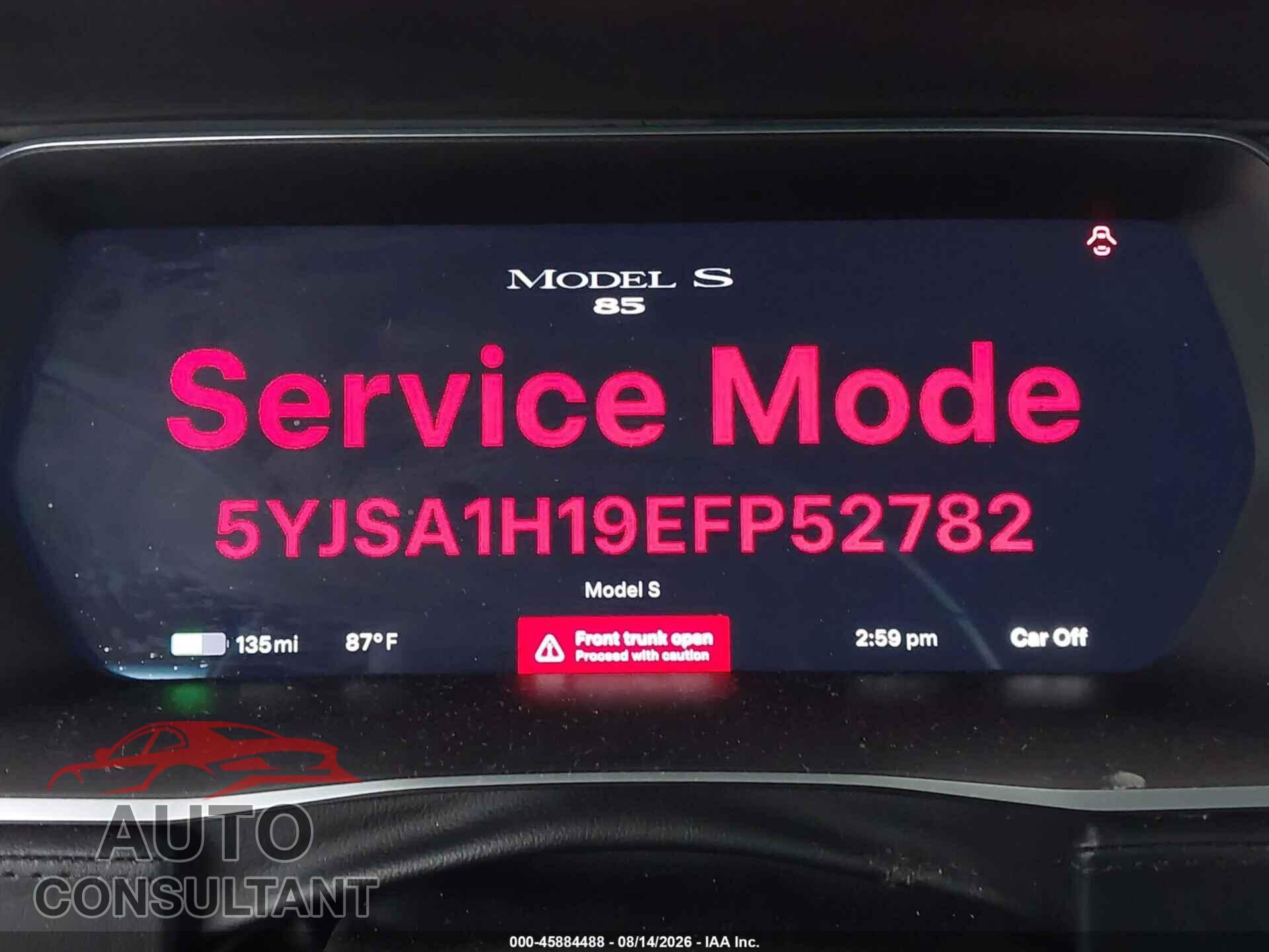 TESLA MODEL S 2014 - 5YJSA1H19EFP52782