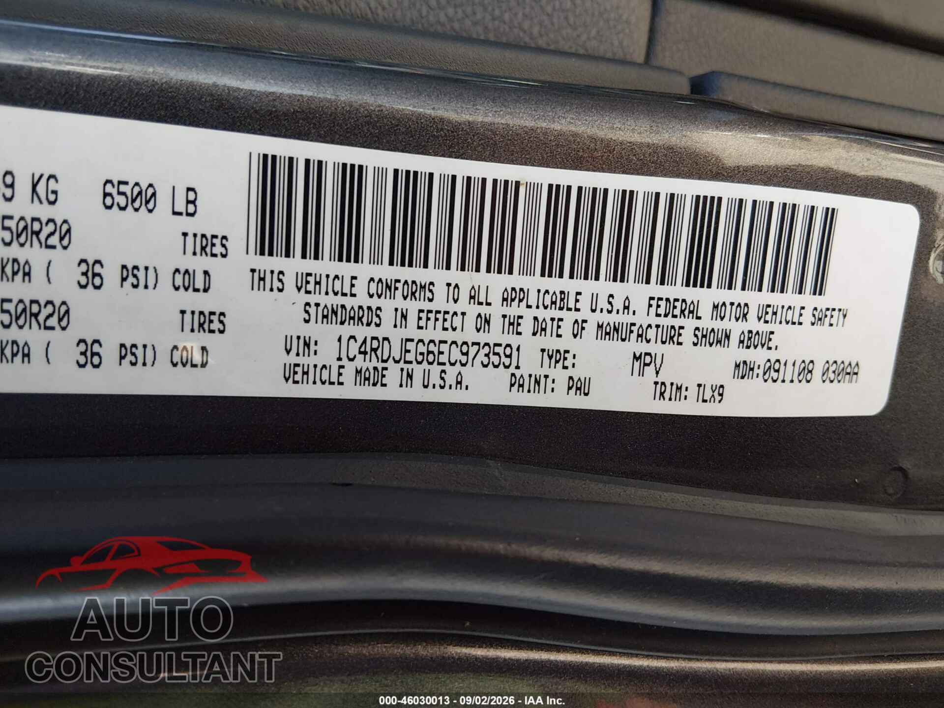 DODGE DURANGO 2014 - 1C4RDJEG6EC973591