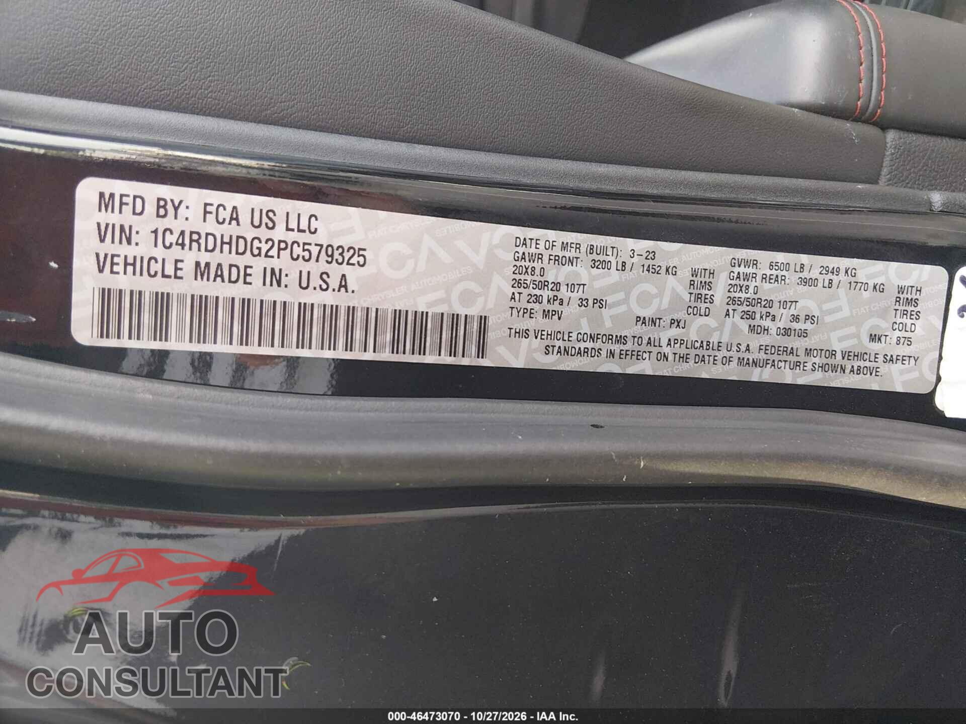 DODGE DURANGO 2023 - 1C4RDHDG2PC579325