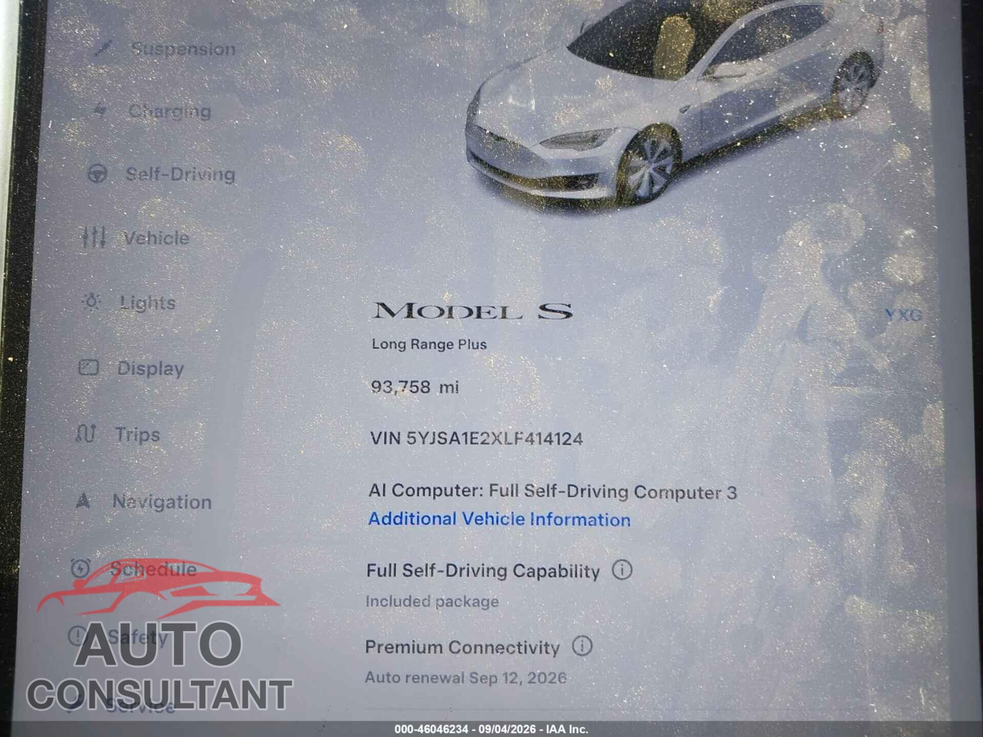 TESLA MODEL S 2020 - 5YJSA1E2XLF414124