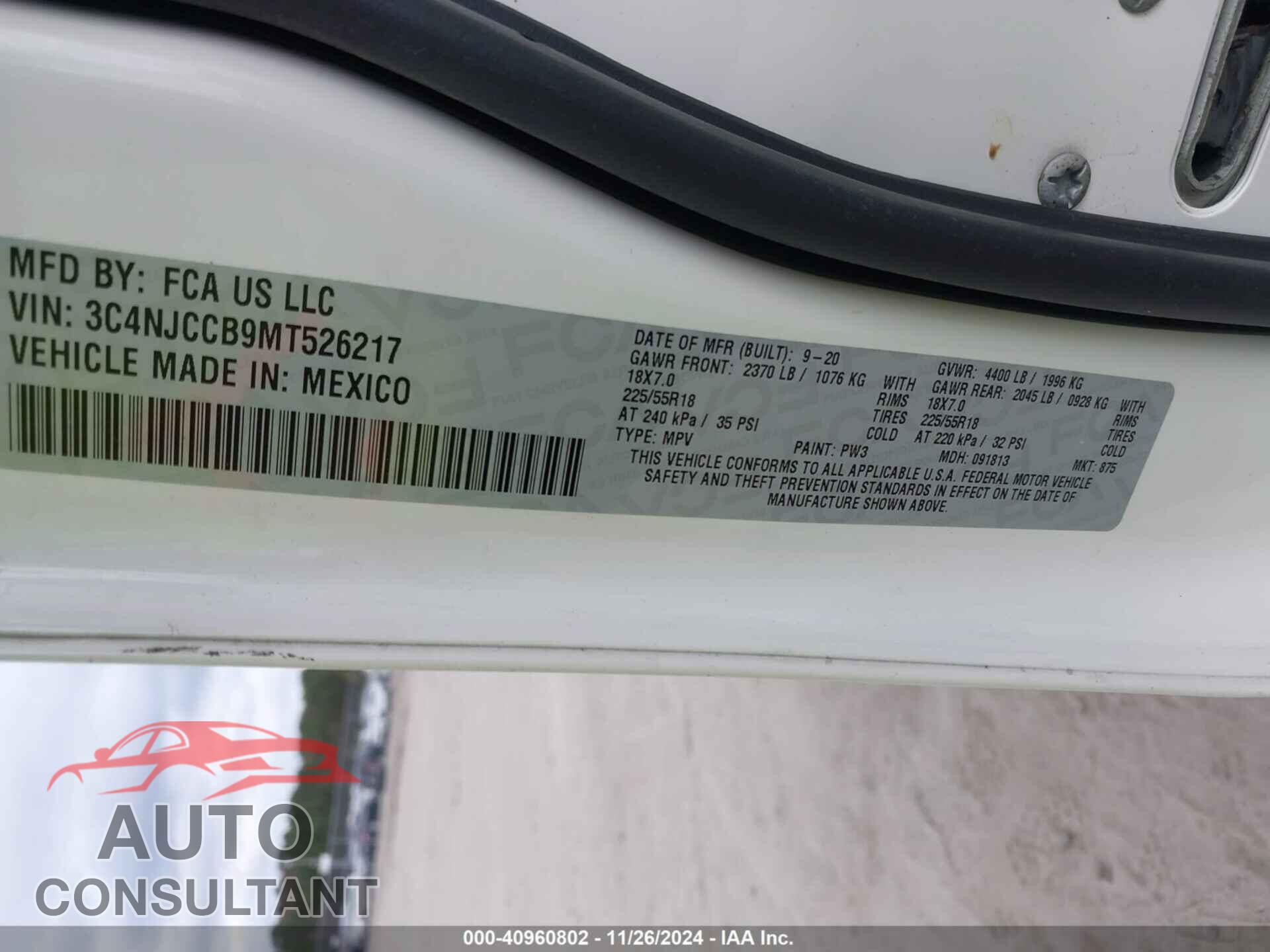 JEEP COMPASS 2021 - 3C4NJCCB9MT526217