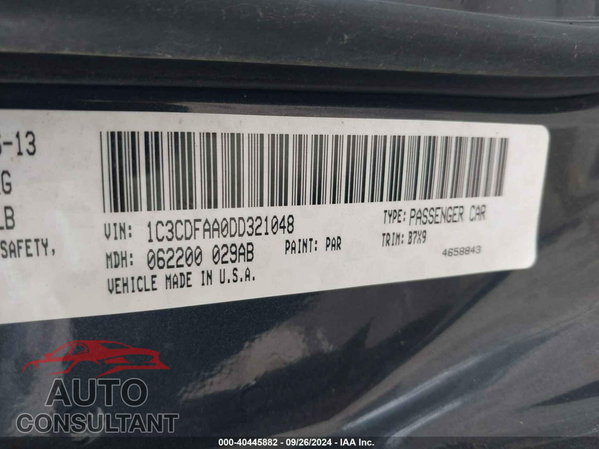DODGE DART 2013 - 1C3CDFAA0DD321048