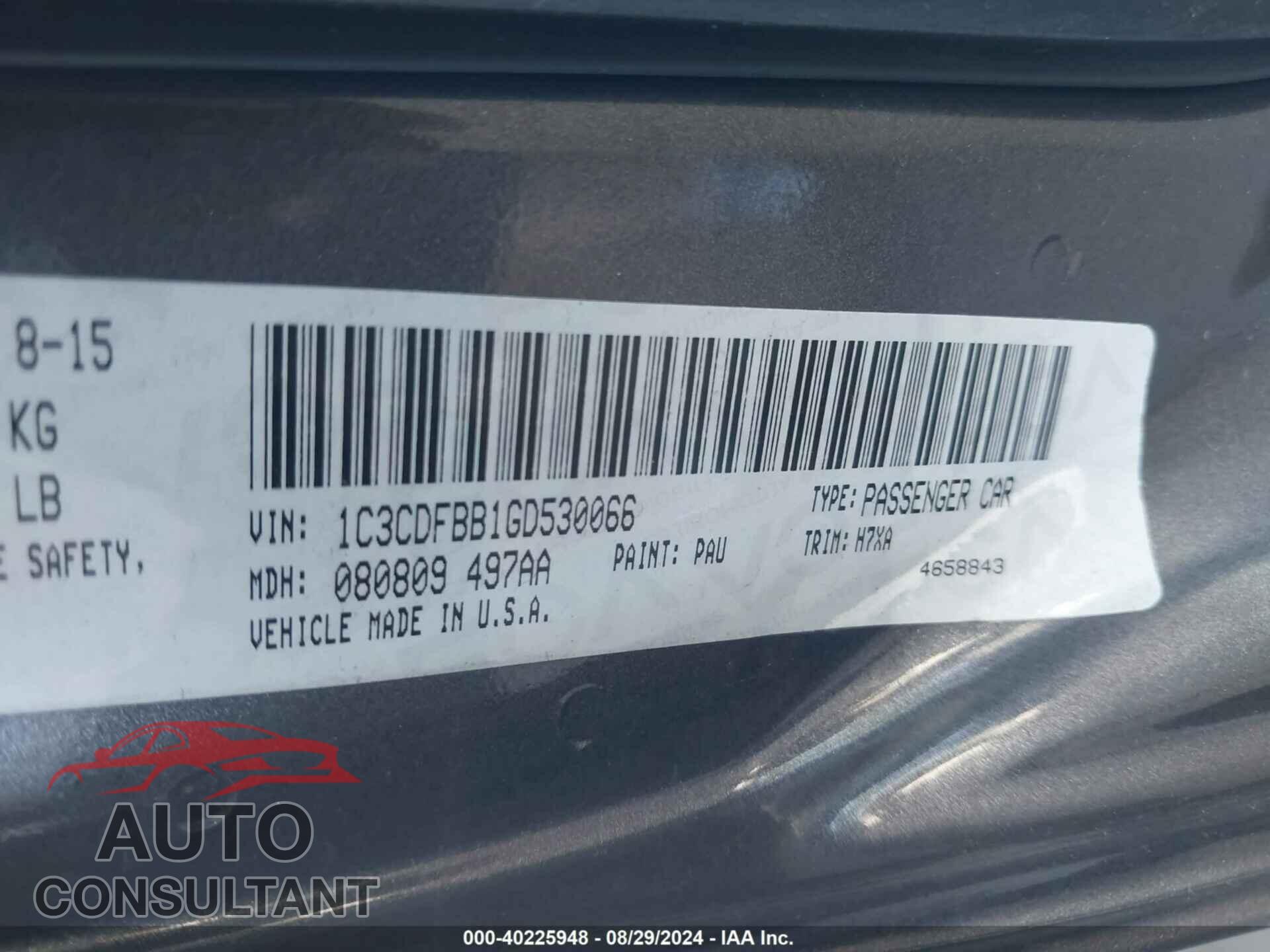 DODGE DART 2016 - 1C3CDFBB1GD530066