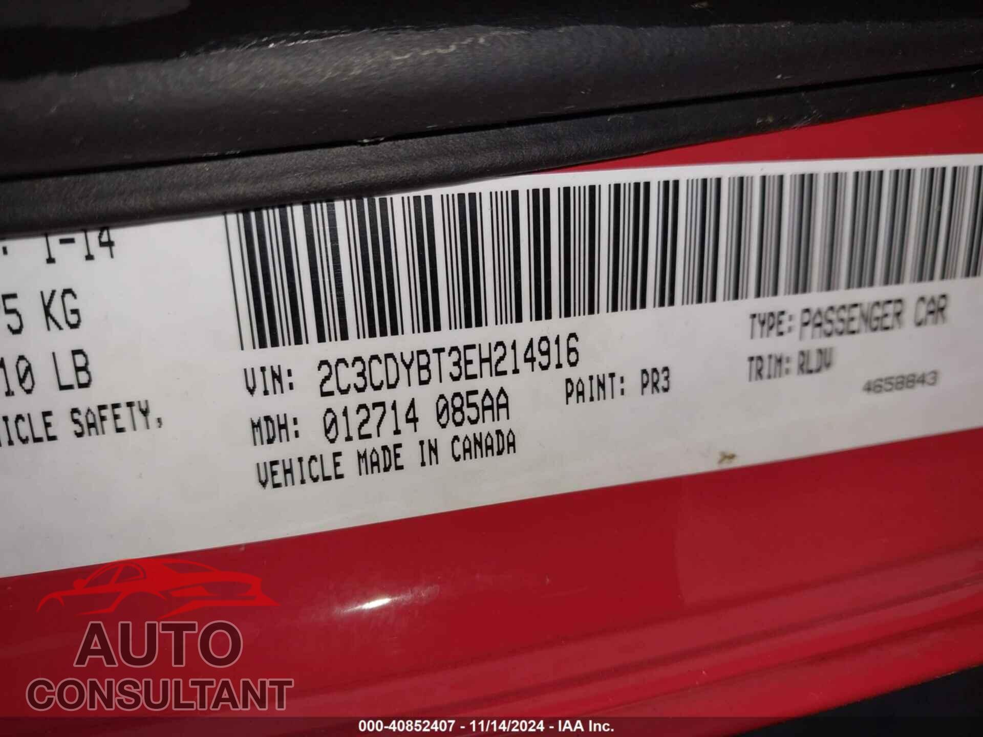 DODGE CHALLENGER 2014 - 2C3CDYBT3EH214916