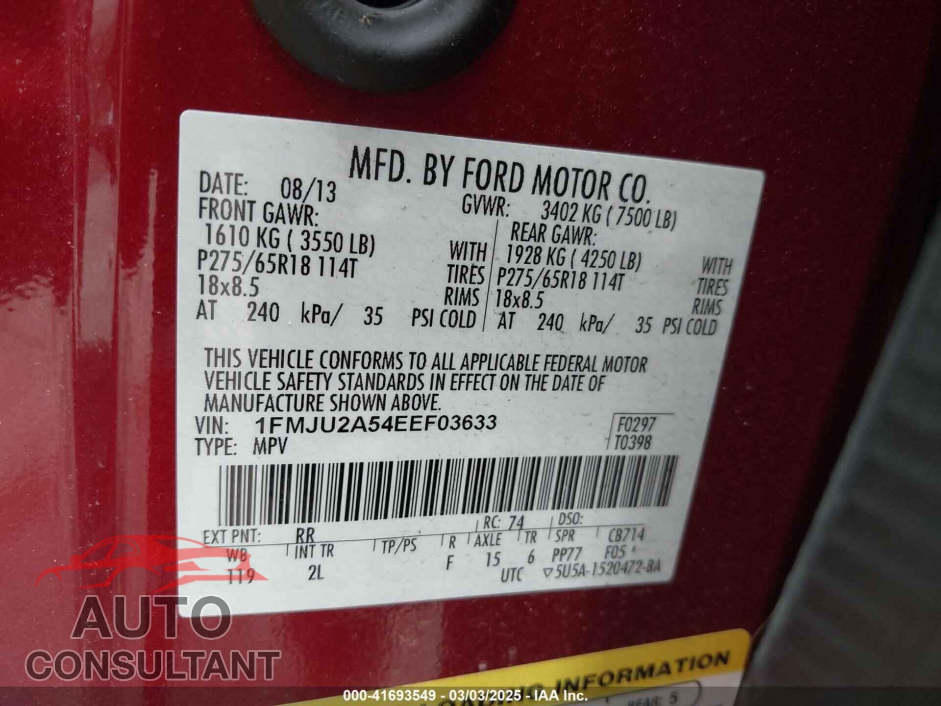 FORD EXPEDITION 2014 - 1FMJU2A54EEF03633