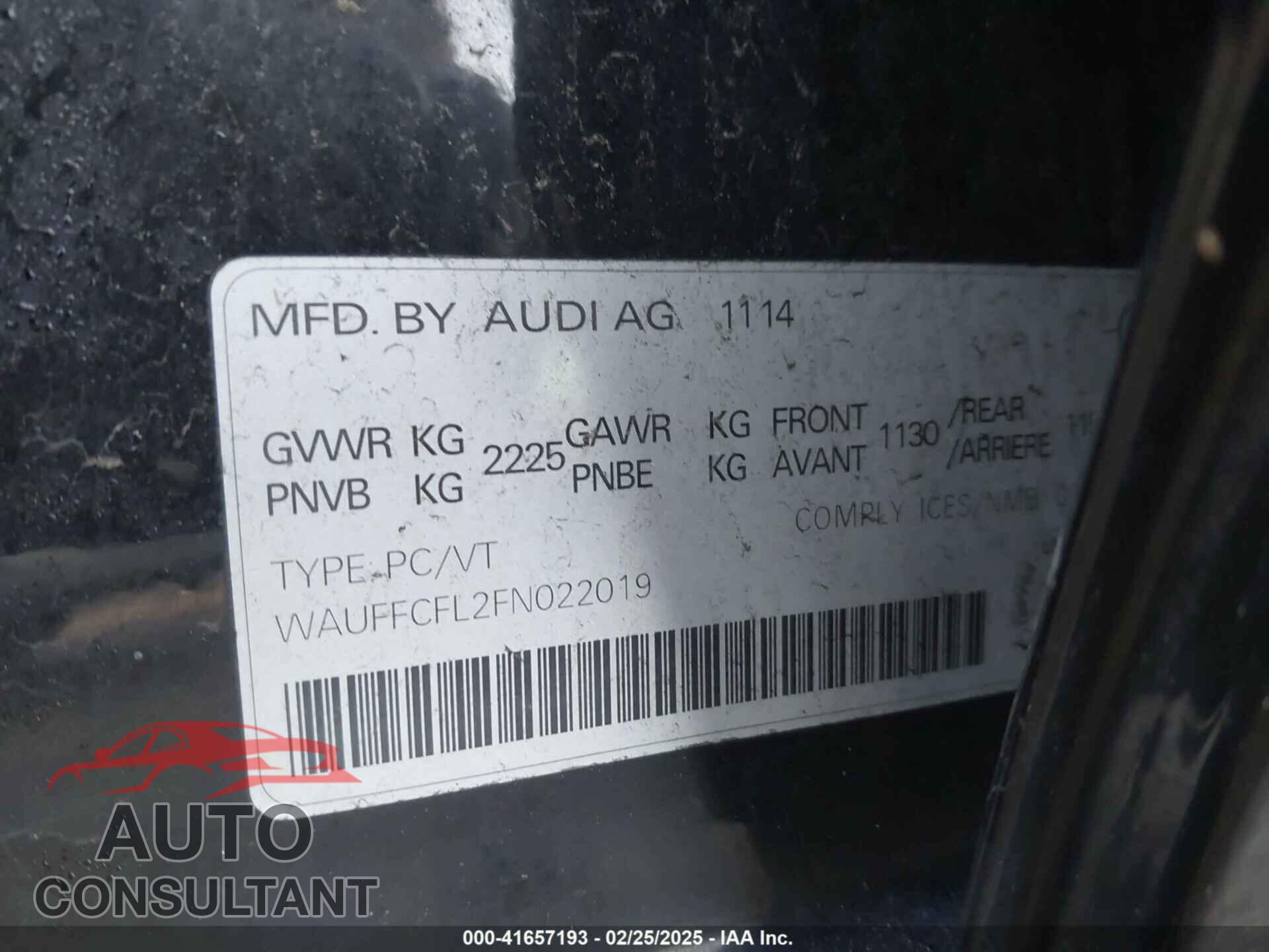 AUDI A4 2015 - WAUFFCFL2FN022019