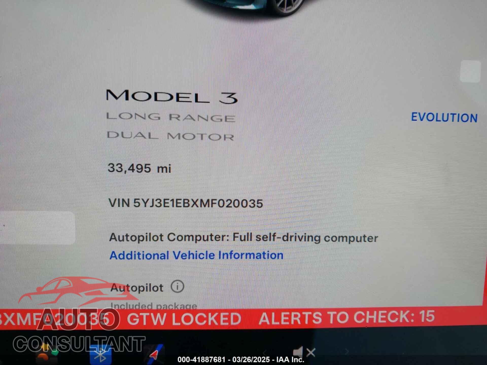 TESLA MODEL 3 2021 - 5YJ3E1EBXMF020035