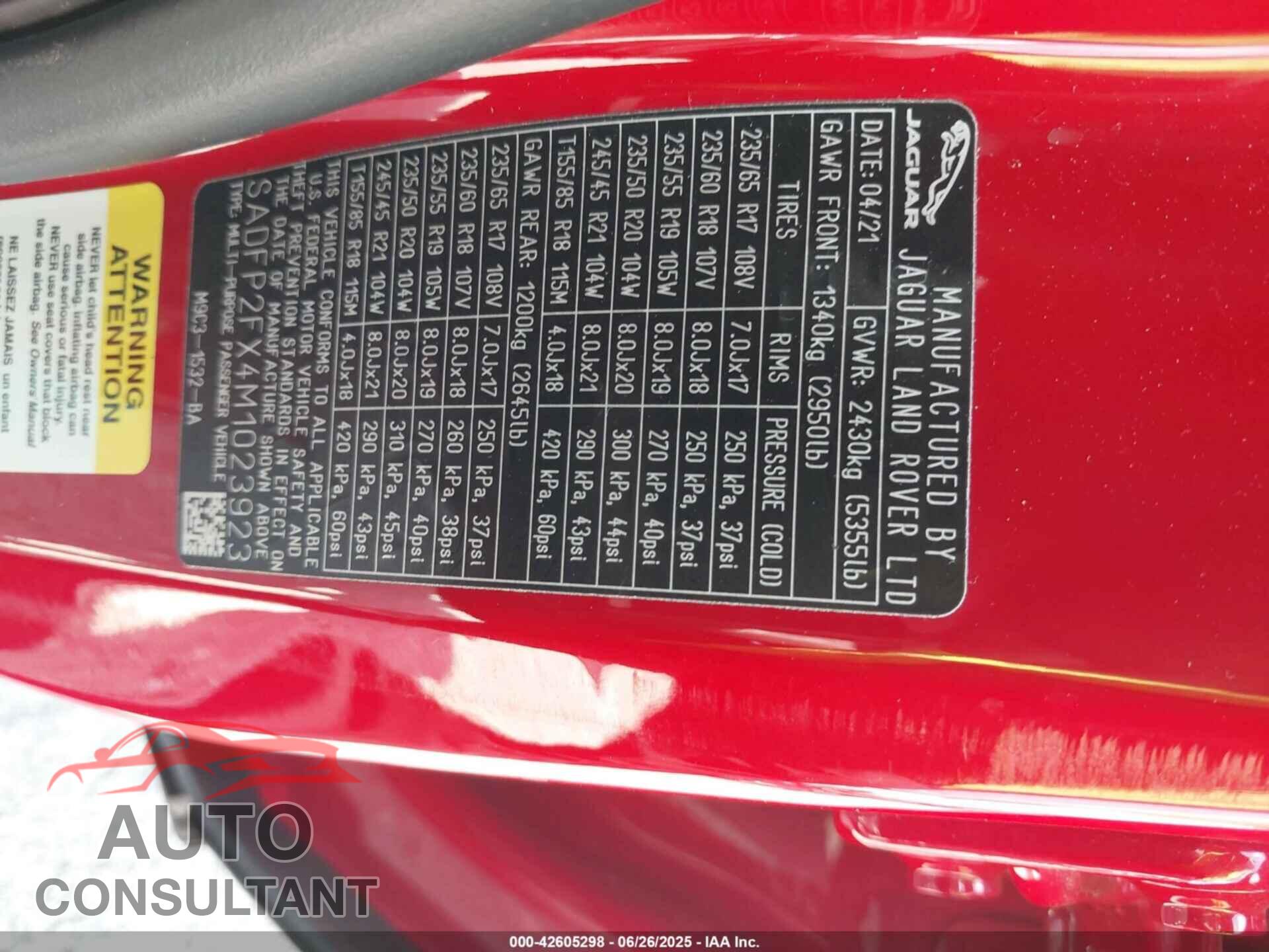 JAGUAR E-PACE 2021 - SADFP2FX4M1023923