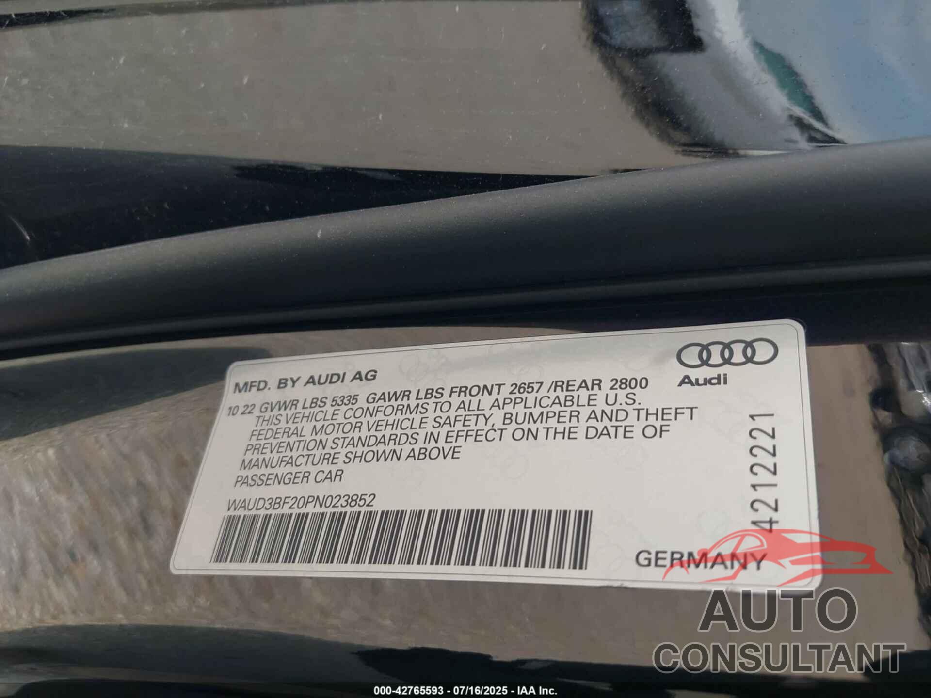 AUDI A6 2023 - WAUD3BF20PN023852