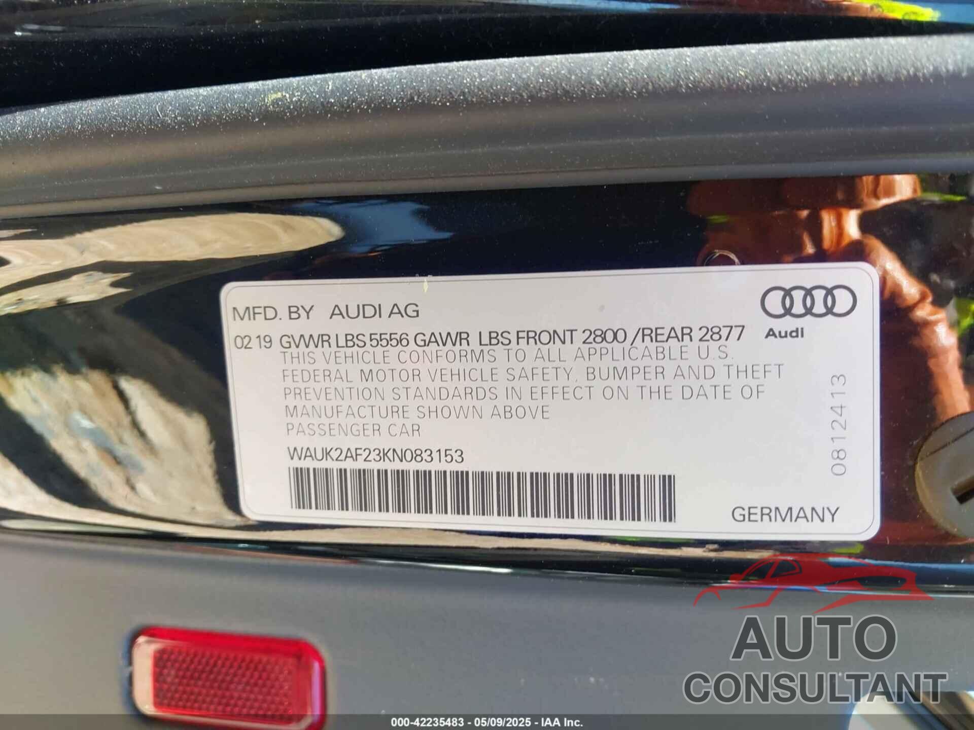 AUDI A6 2019 - WAUK2AF23KN083153