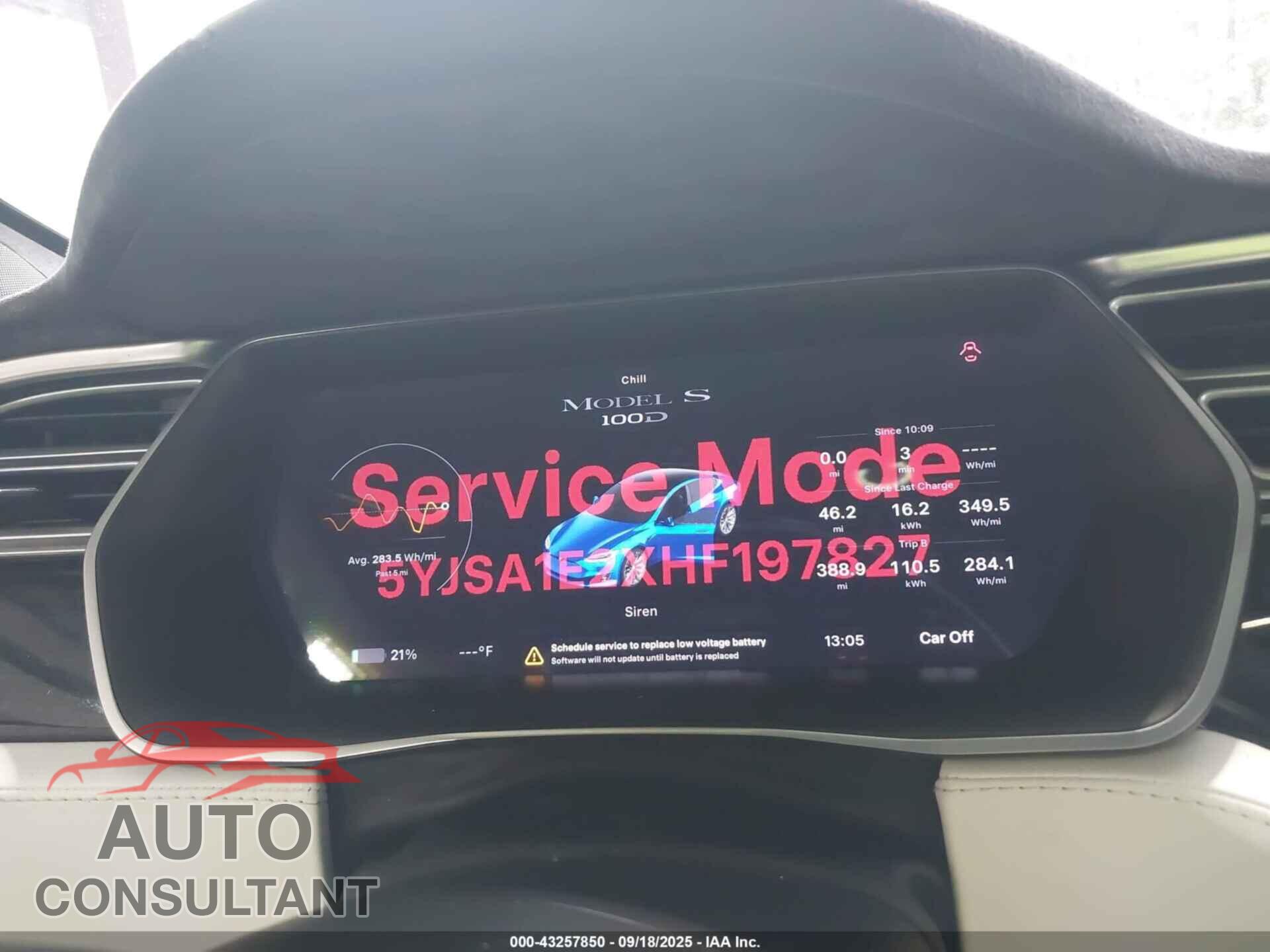 TESLA MODEL S 2017 - 5YJSA1E2XHF197827