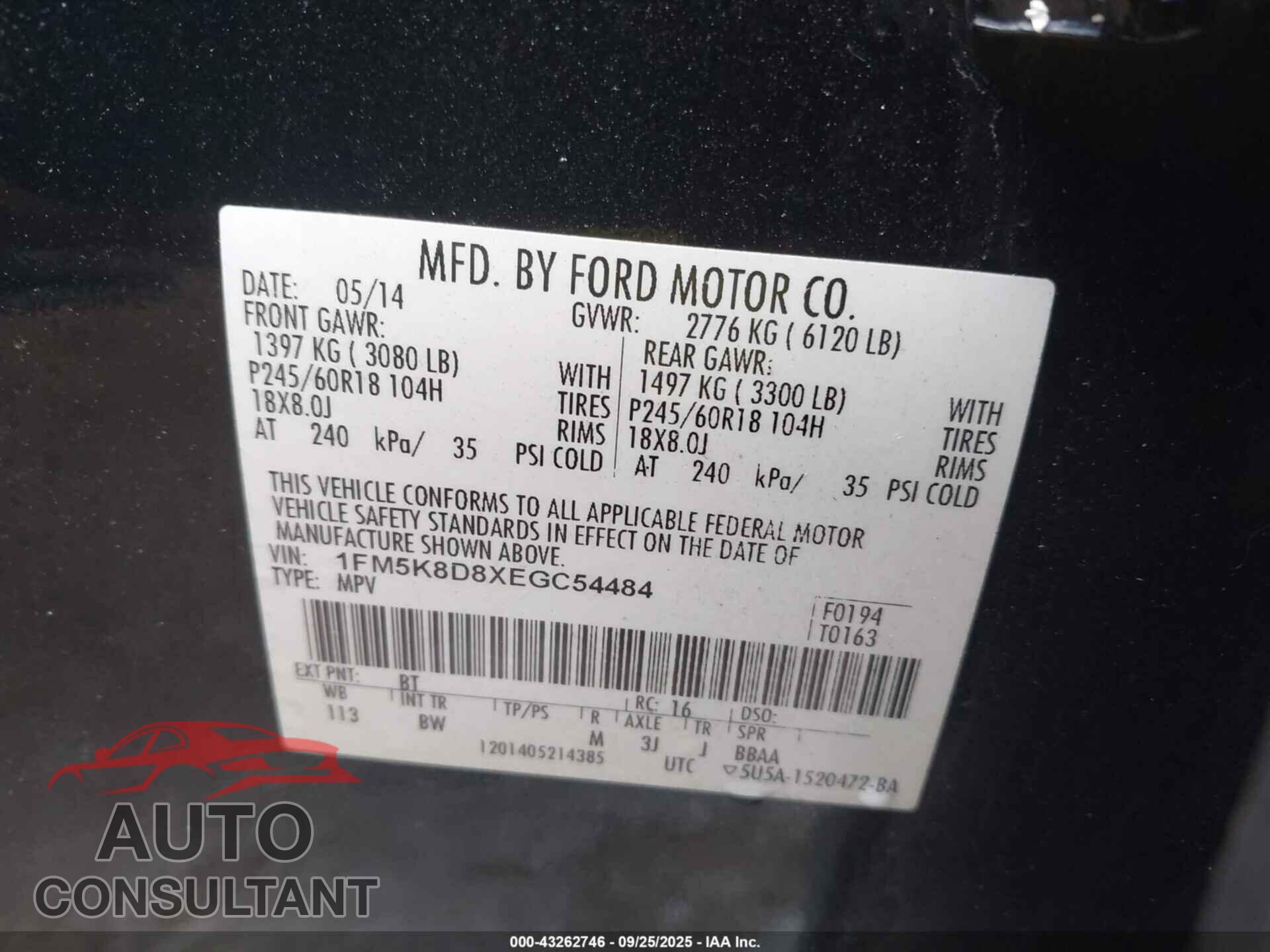 FORD EXPLORER 2014 - 1FM5K8D8XEGC54484