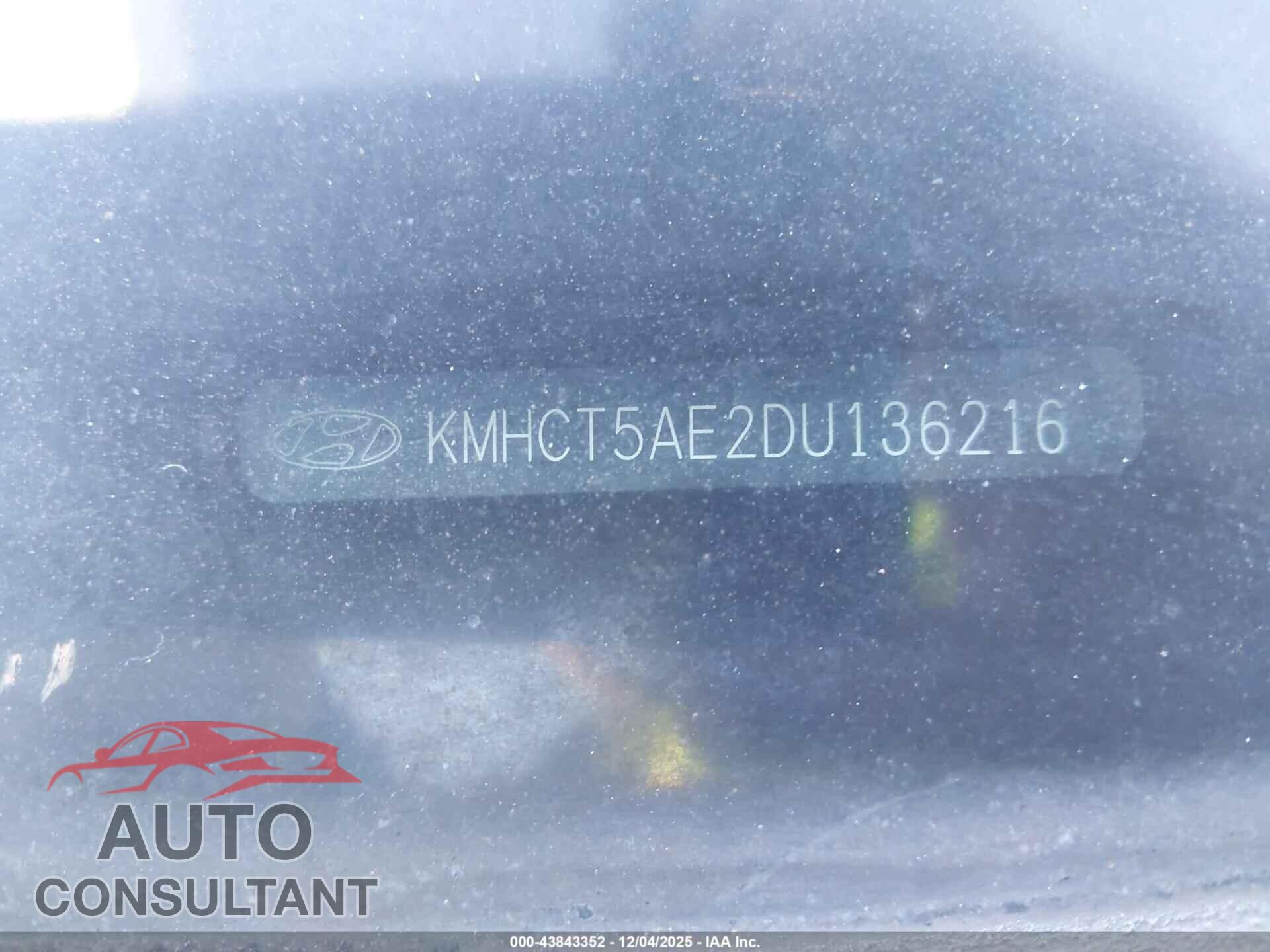 HYUNDAI ACCENT 2013 - KMHCT5AE2DU136216