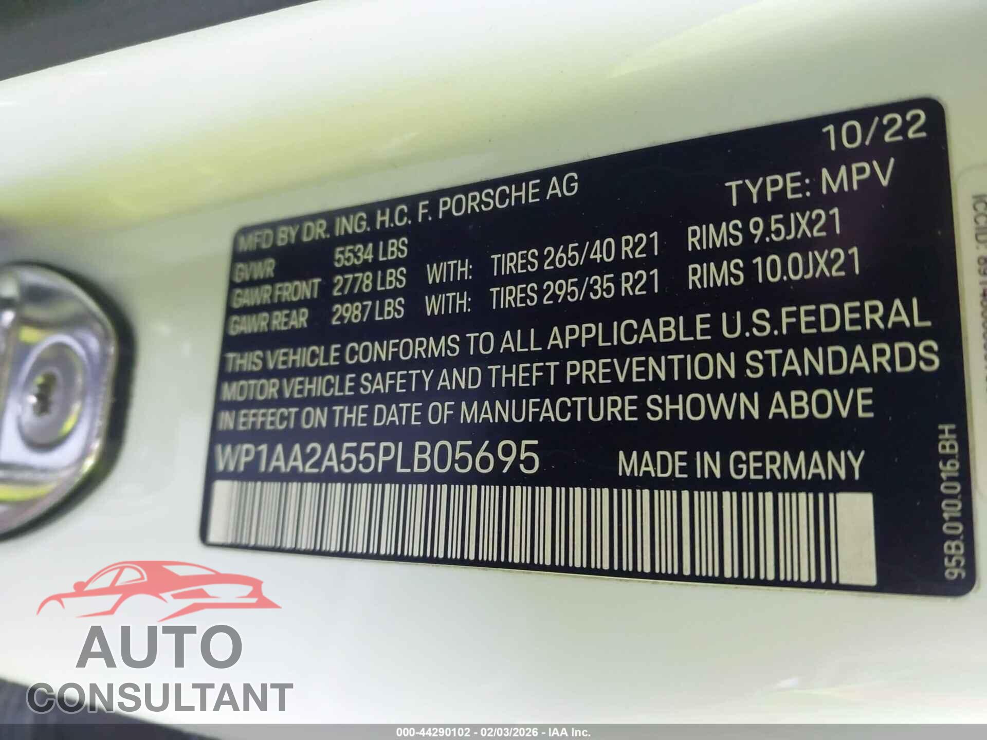 PORSCHE MACAN 2023 - WP1AA2A55PLB05695