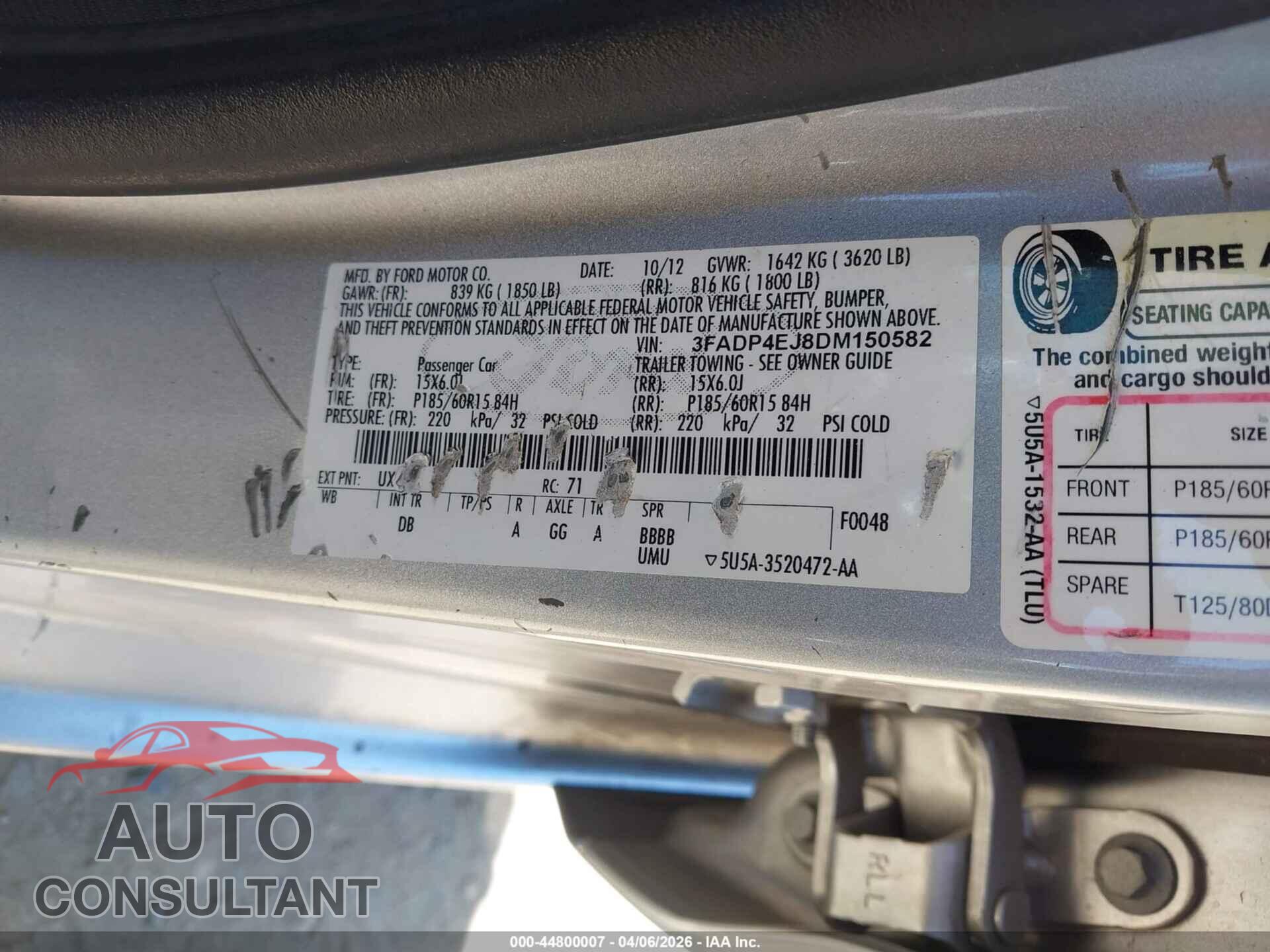 FORD FIESTA 2013 - 3FADP4EJ8DM150582