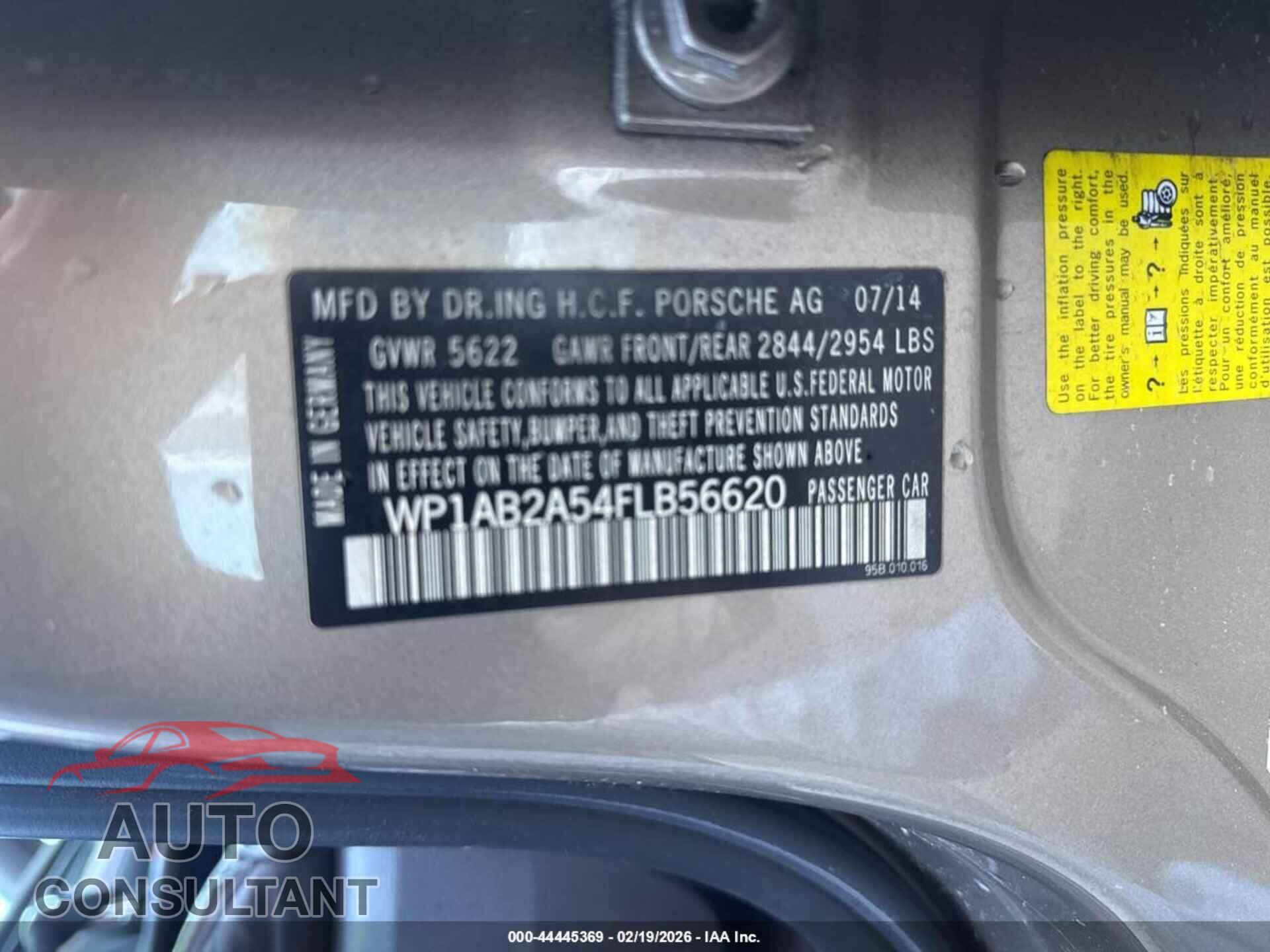 PORSCHE MACAN 2015 - WP1AB2A54FLB56620