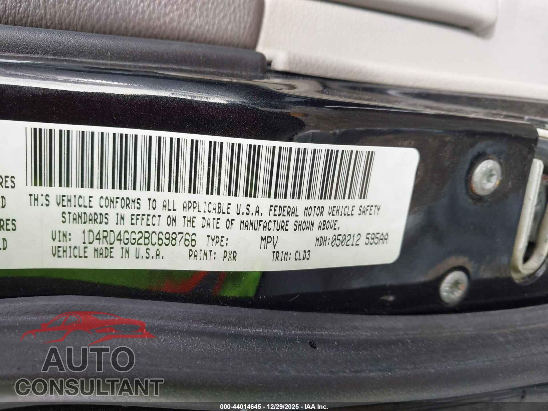 DODGE DURANGO 2011 - 1D4RD4GG2BC698766