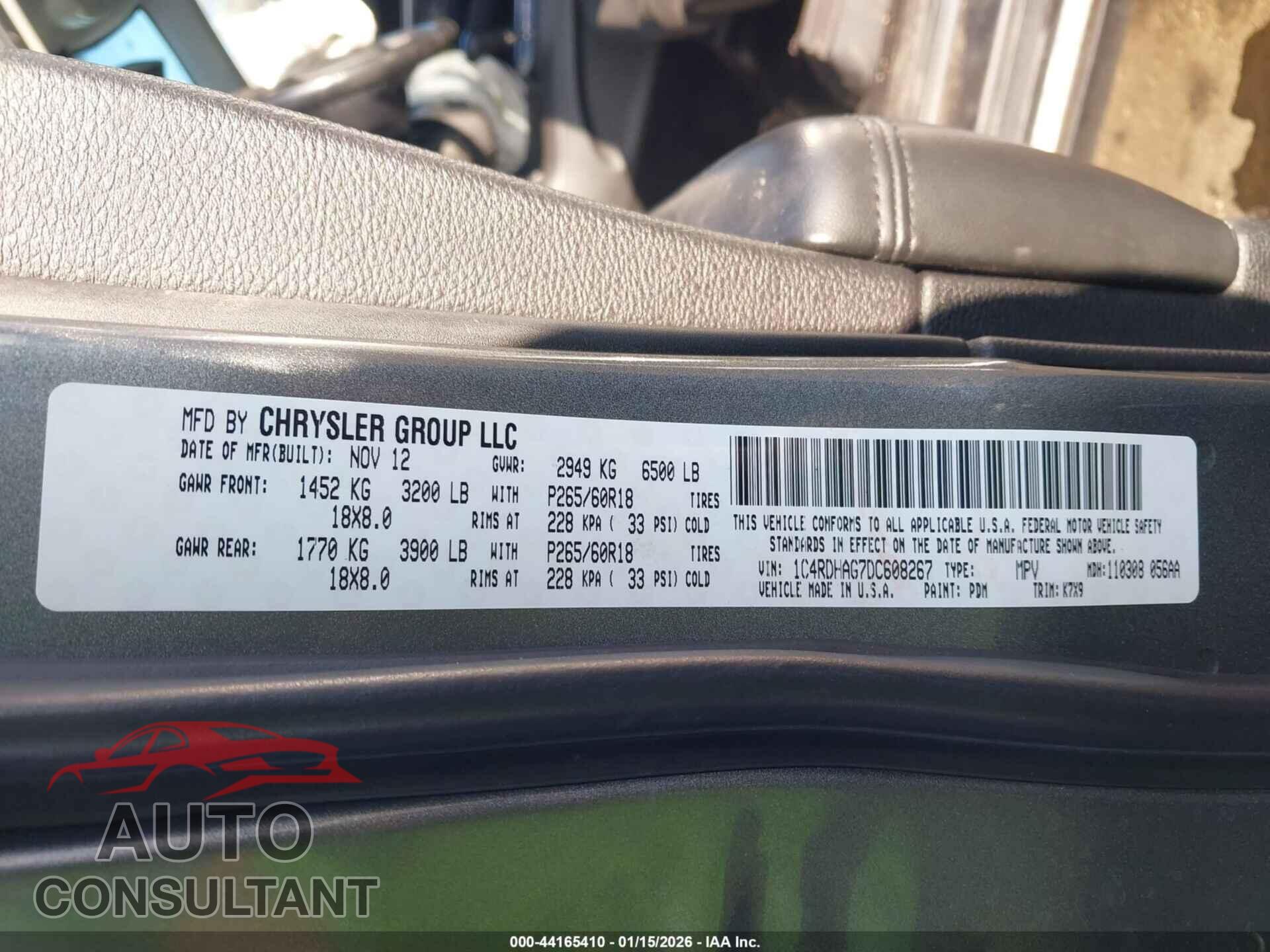 DODGE DURANGO 2013 - 1C4RDHAG7DC608267