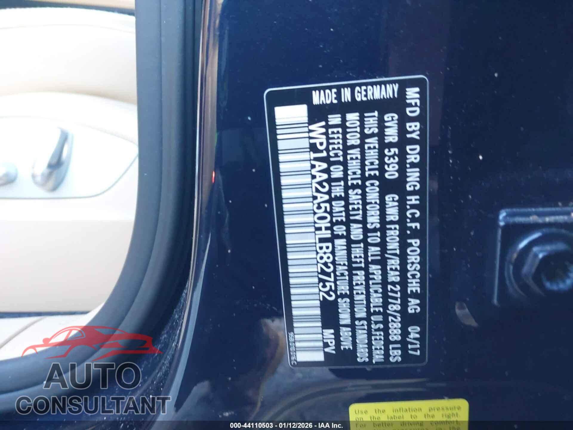 PORSCHE MACAN 2017 - WP1AA2A50HLB82752