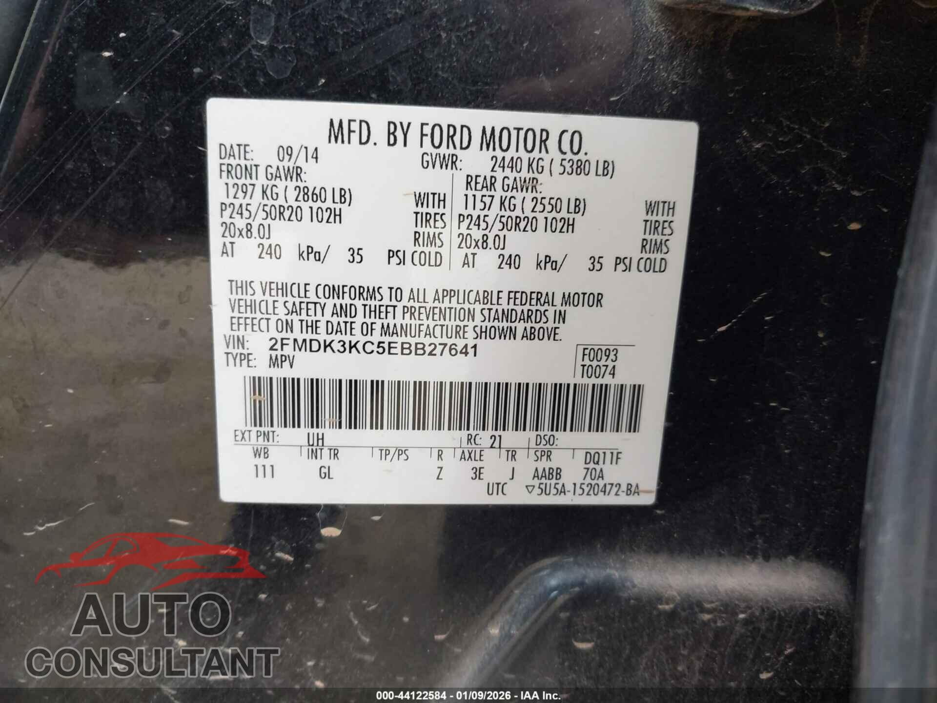 FORD EDGE 2014 - 2FMDK3KC5EBB27641