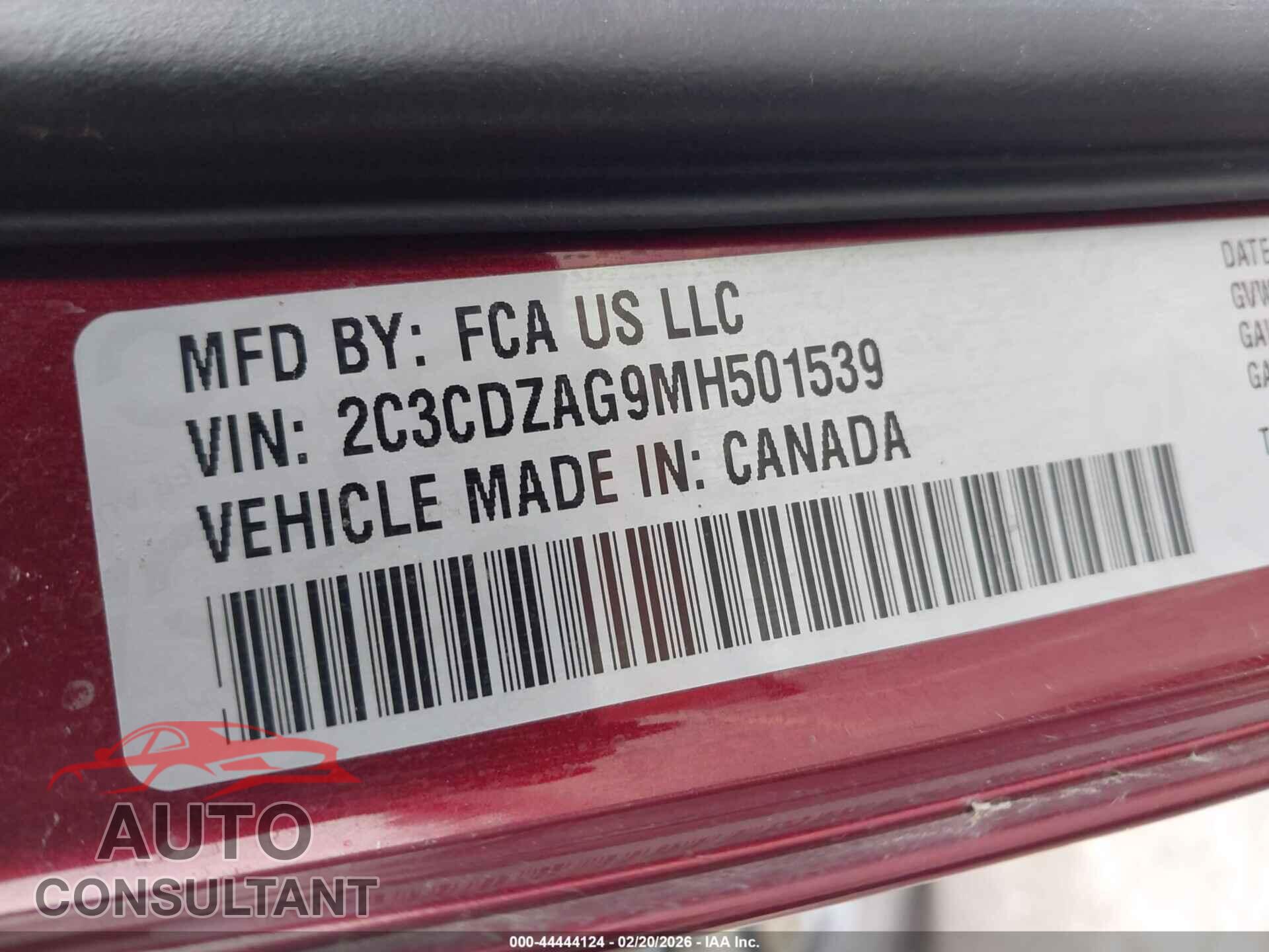 DODGE CHALLENGER 2021 - 2C3CDZAG9MH501539