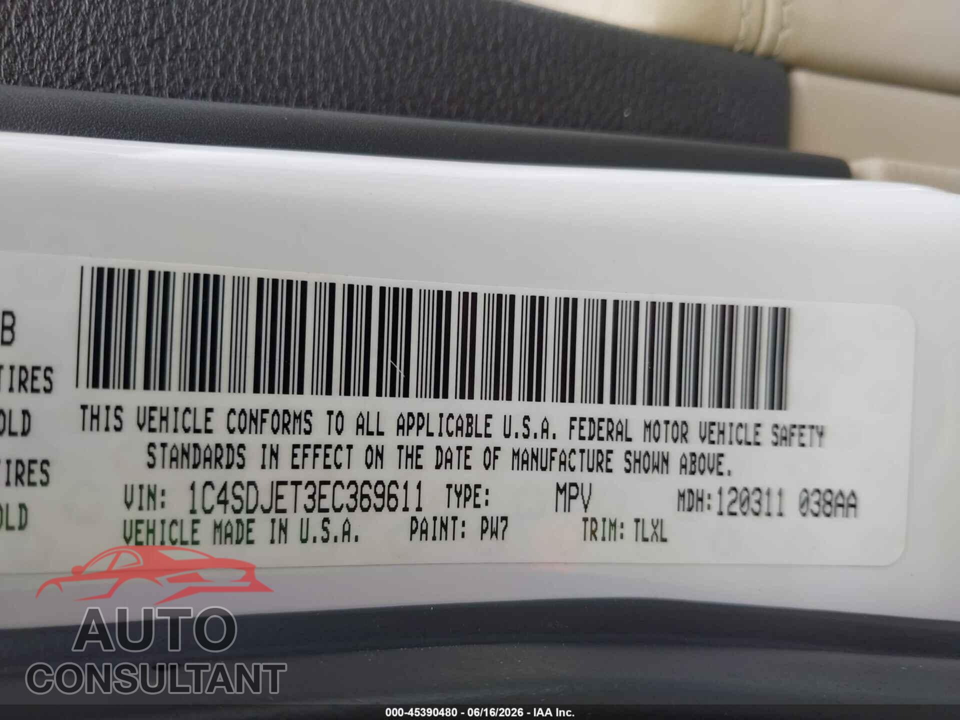 DODGE DURANGO 2014 - 1C4SDJET3EC369611