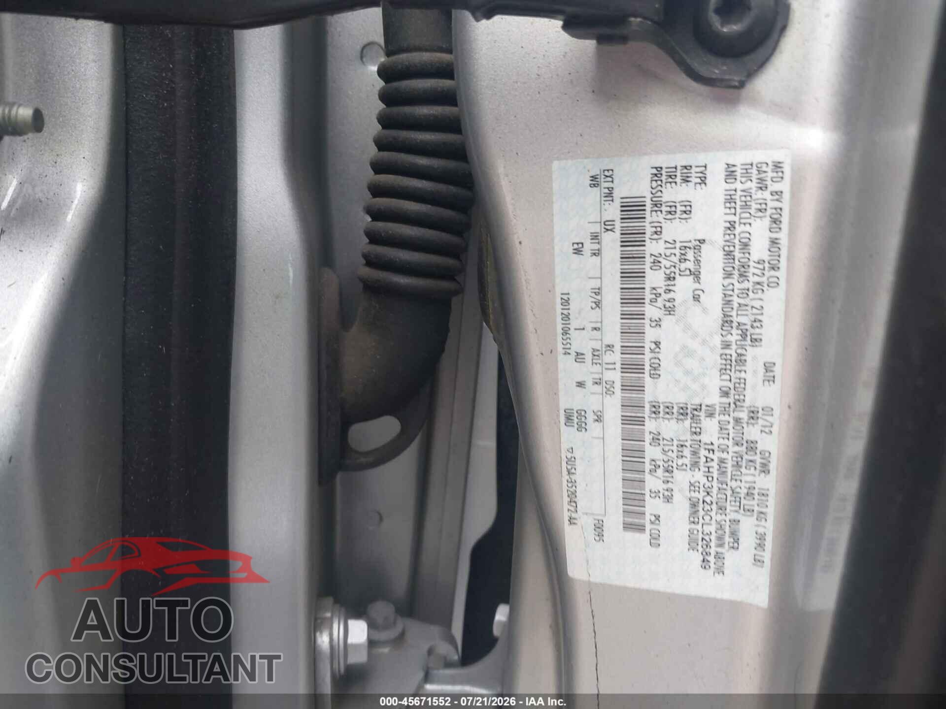 FORD FOCUS 2012 - 1FAHP3K23CL326849