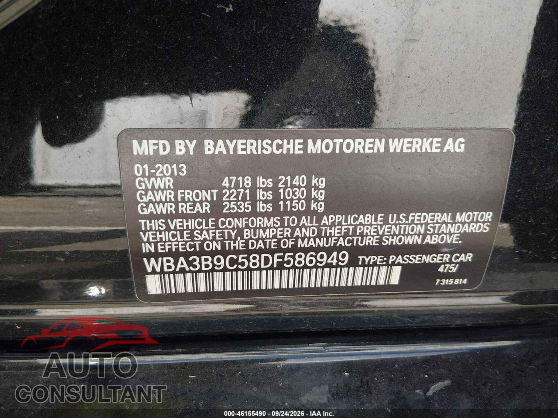 BMW 335I 2013 - WBA3B9C58DF586949