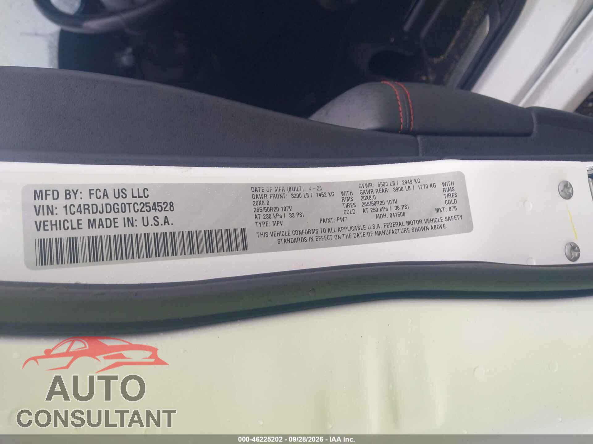 DODGE DURANGO 2026 - 1C4RDJDG0TC254528