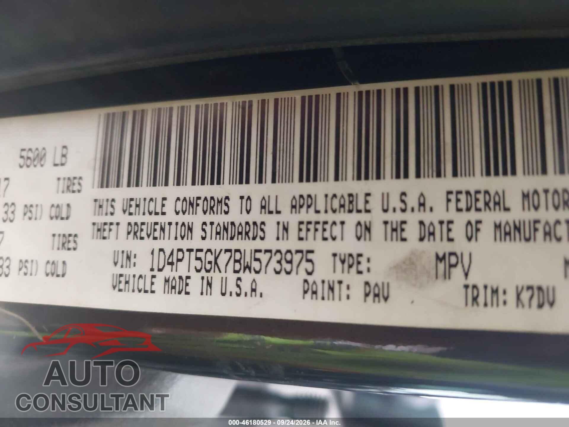 DODGE NITRO 2011 - 1D4PT5GK7BW573975