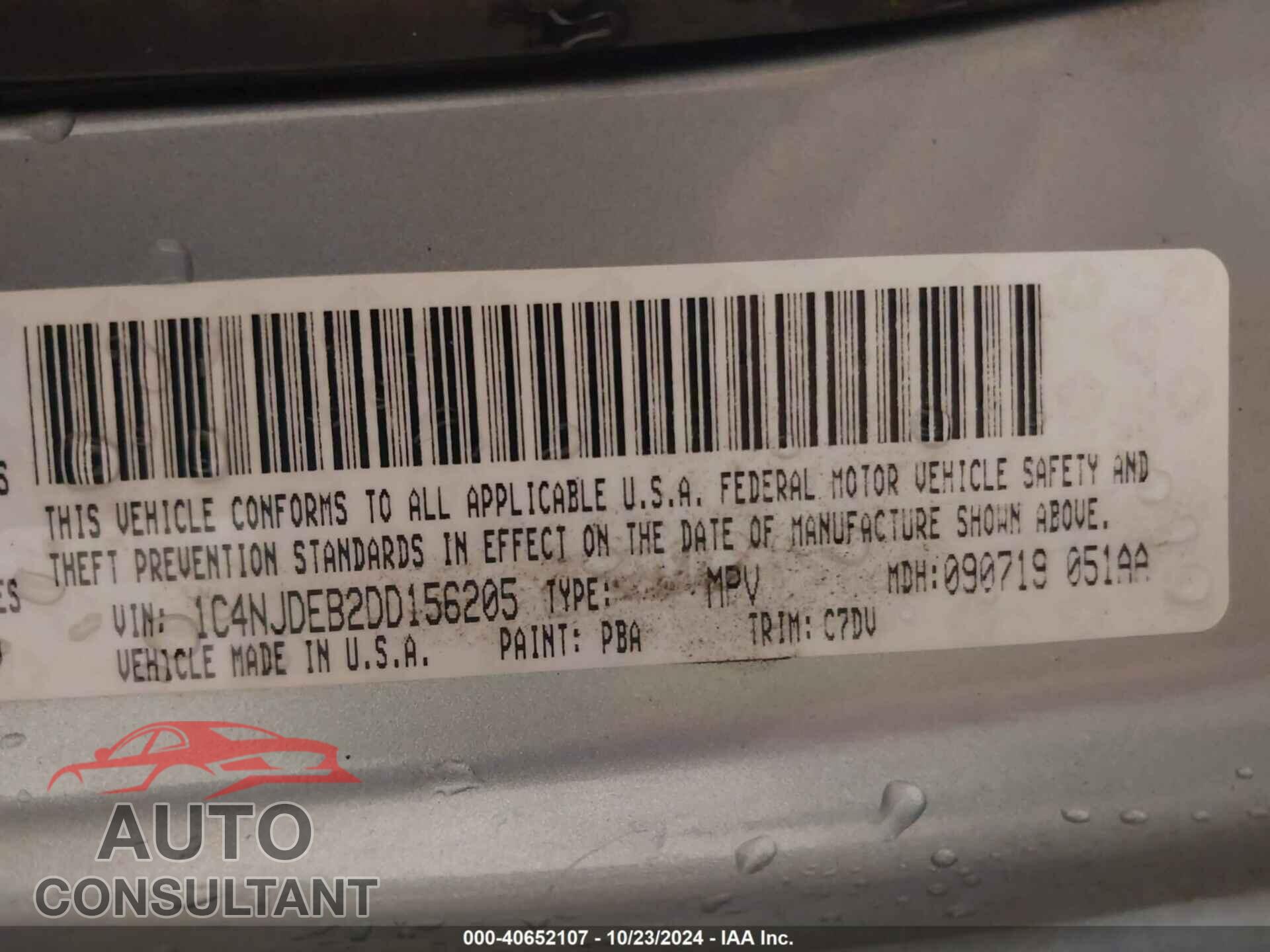 JEEP COMPASS 2013 - 1C4NJDEB2DD156205